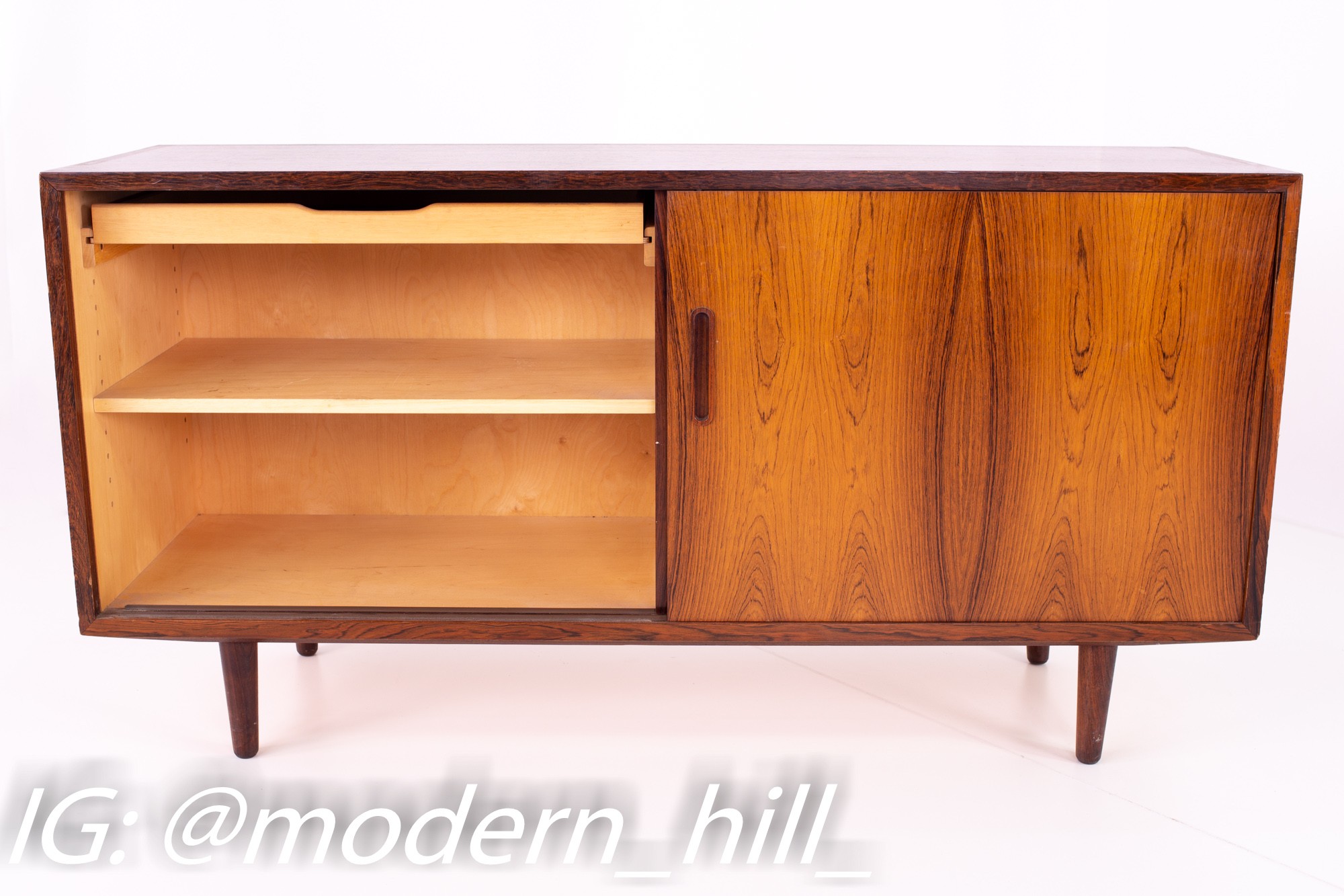Restored Poul Hundevad Danish Mid Century Rosewood Petite Sideboard Credenza Media Cabinet