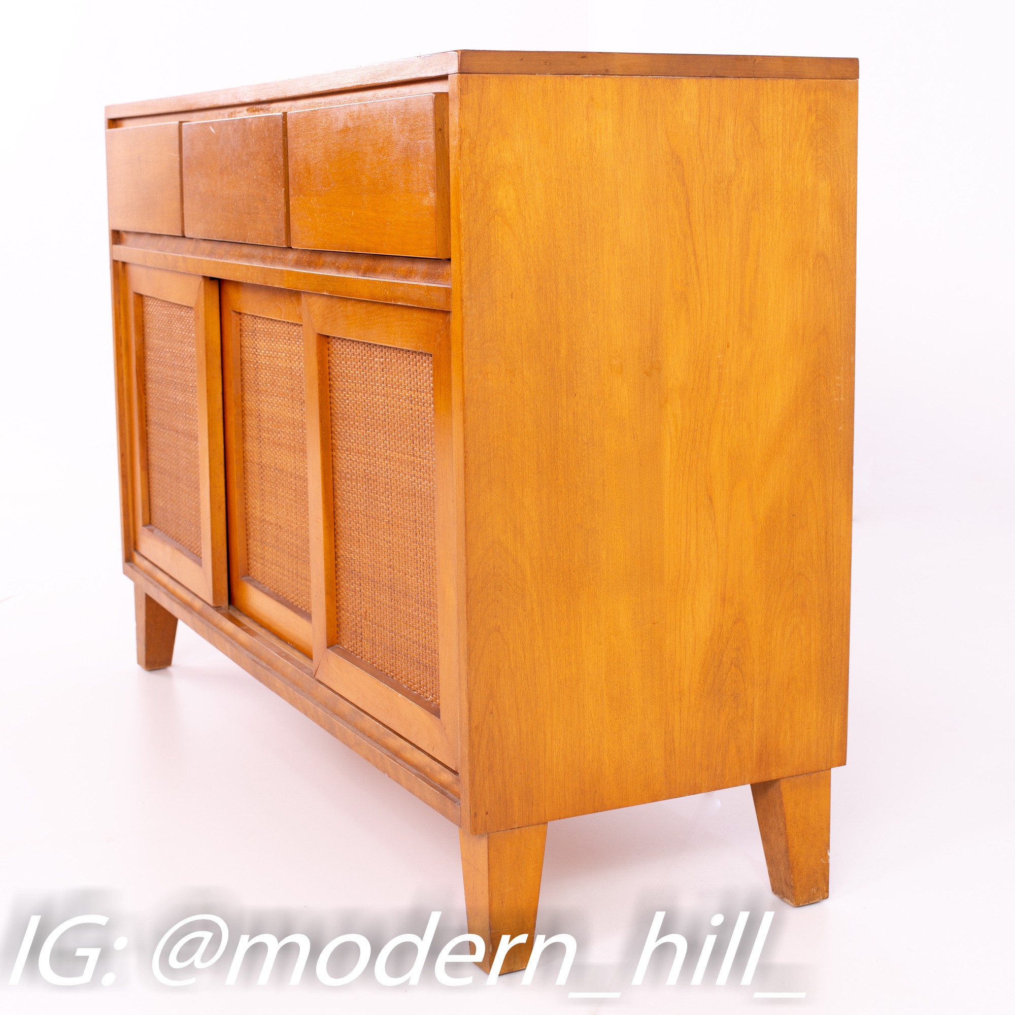 Russel Wright for Conant Ball Mid Century Blonde Sideboard Buffet Credenza