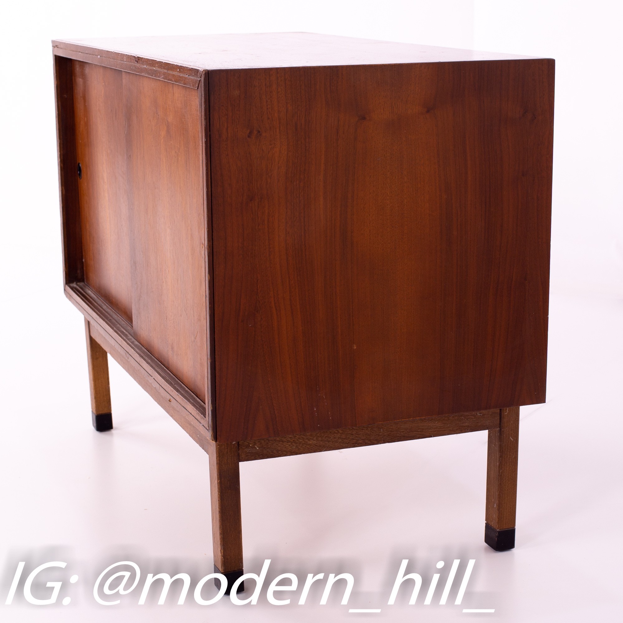 Restored George Nelson Style Lane Mid Century Walnut Record Cabinet