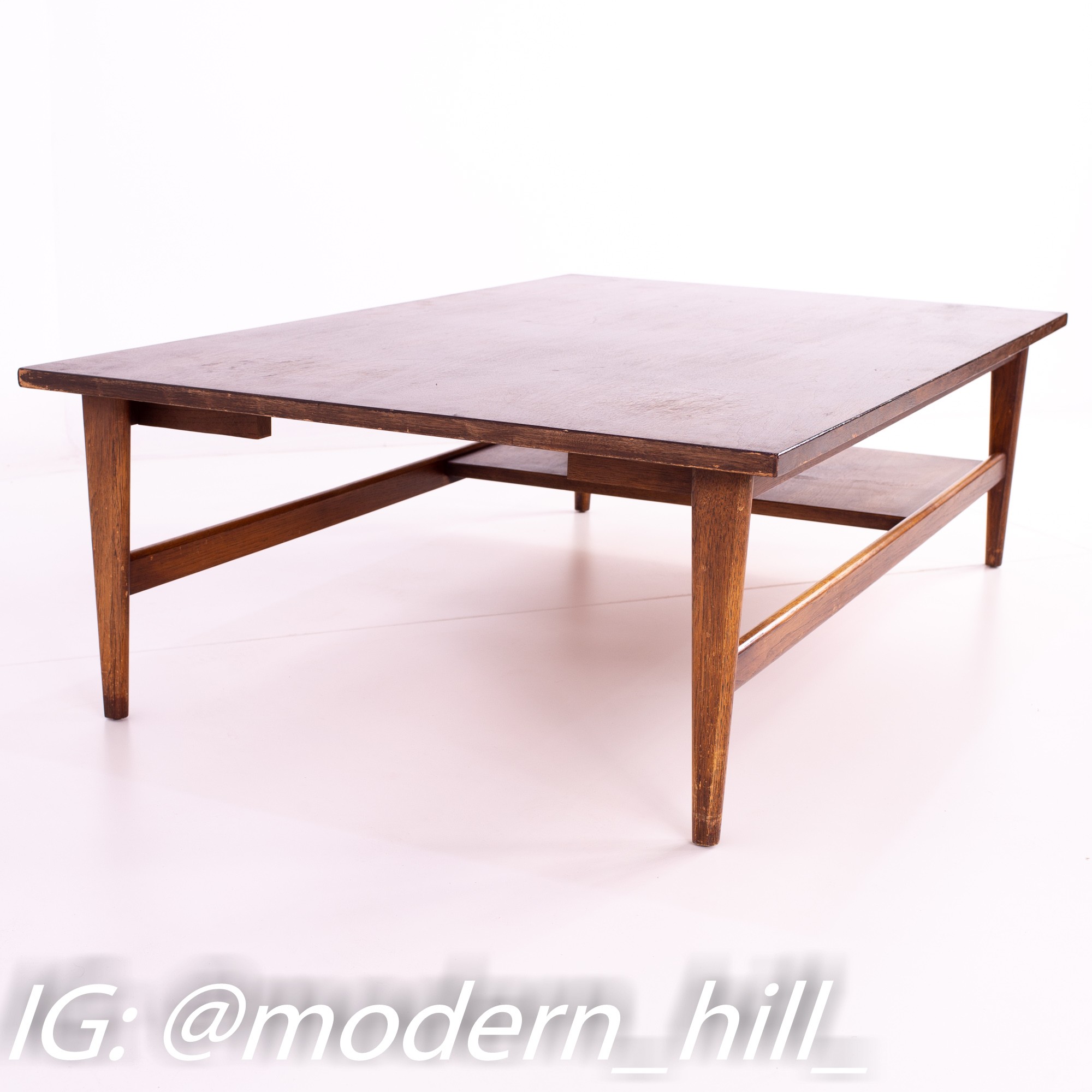Restored Mid Century Walnut Large Rectangular Coffee Table