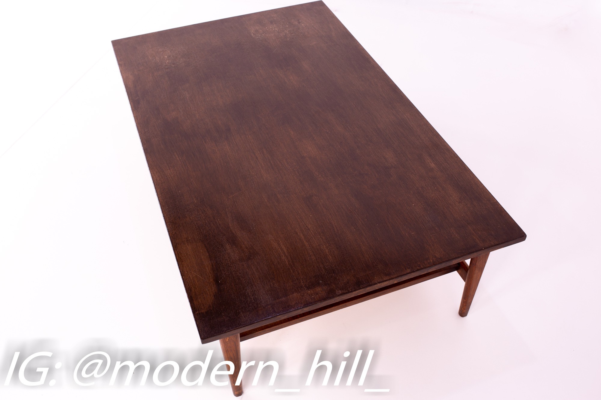 Restored Mid Century Walnut Large Rectangular Coffee Table