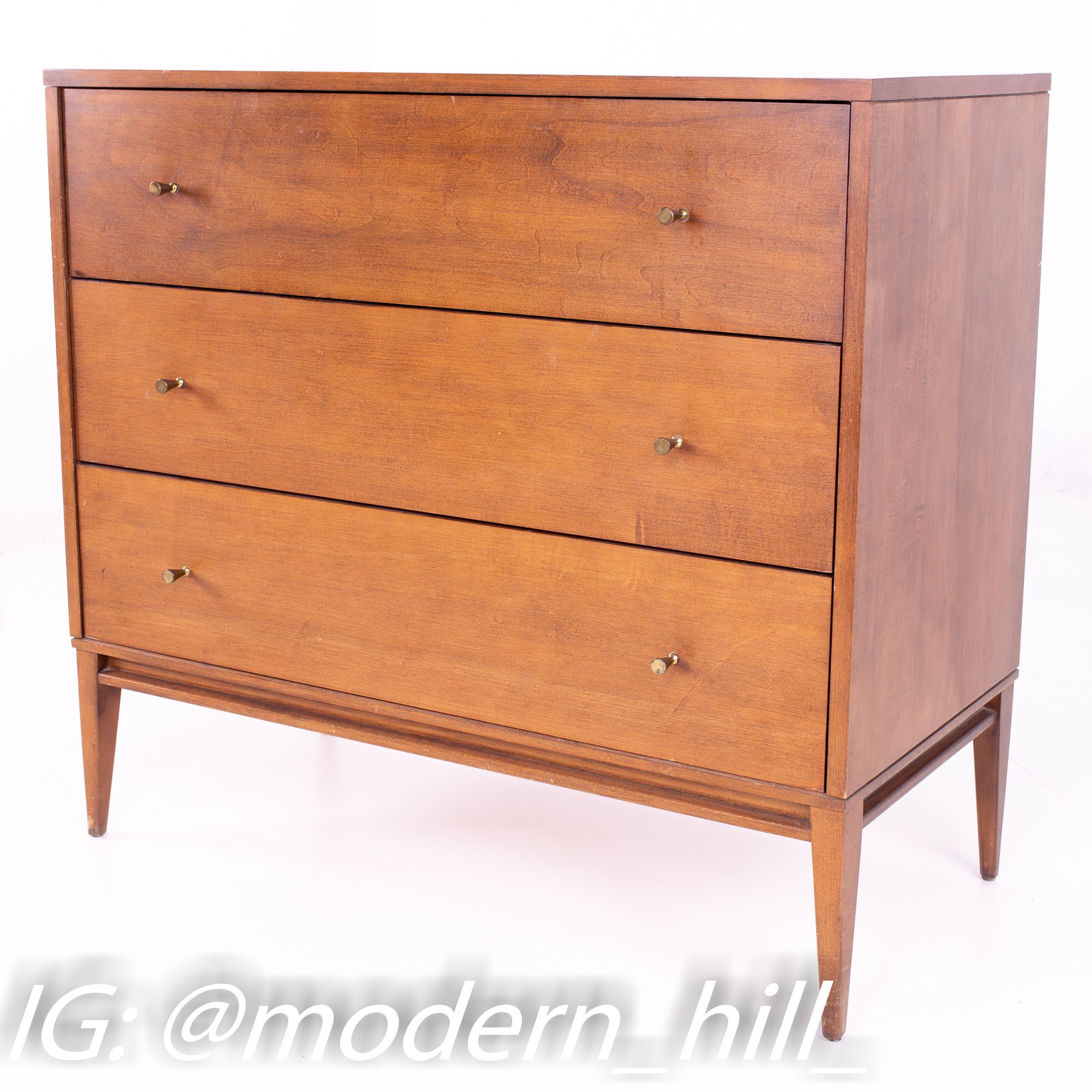 Restored Pair of Paul Mccobb for Planner Group Mid Century Maple 3 Drawer Nightstands Dresser Chests