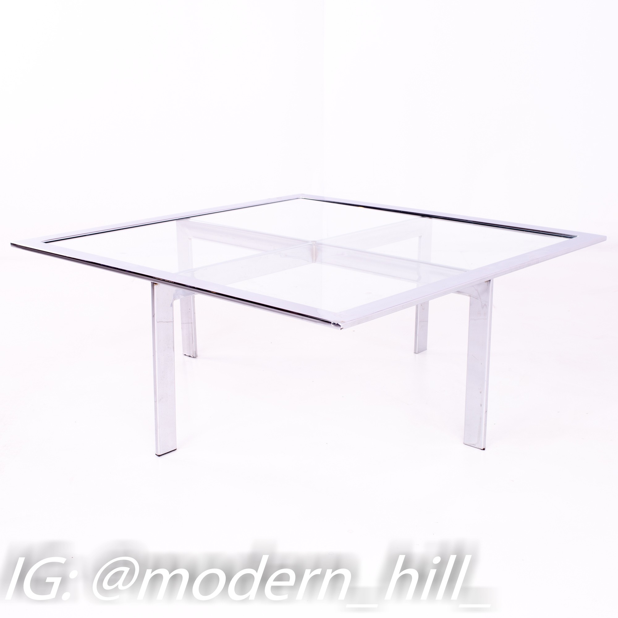Mies Van Der Rohe Barcelona Style Mid Century Chrome and Glass Coffee Table
