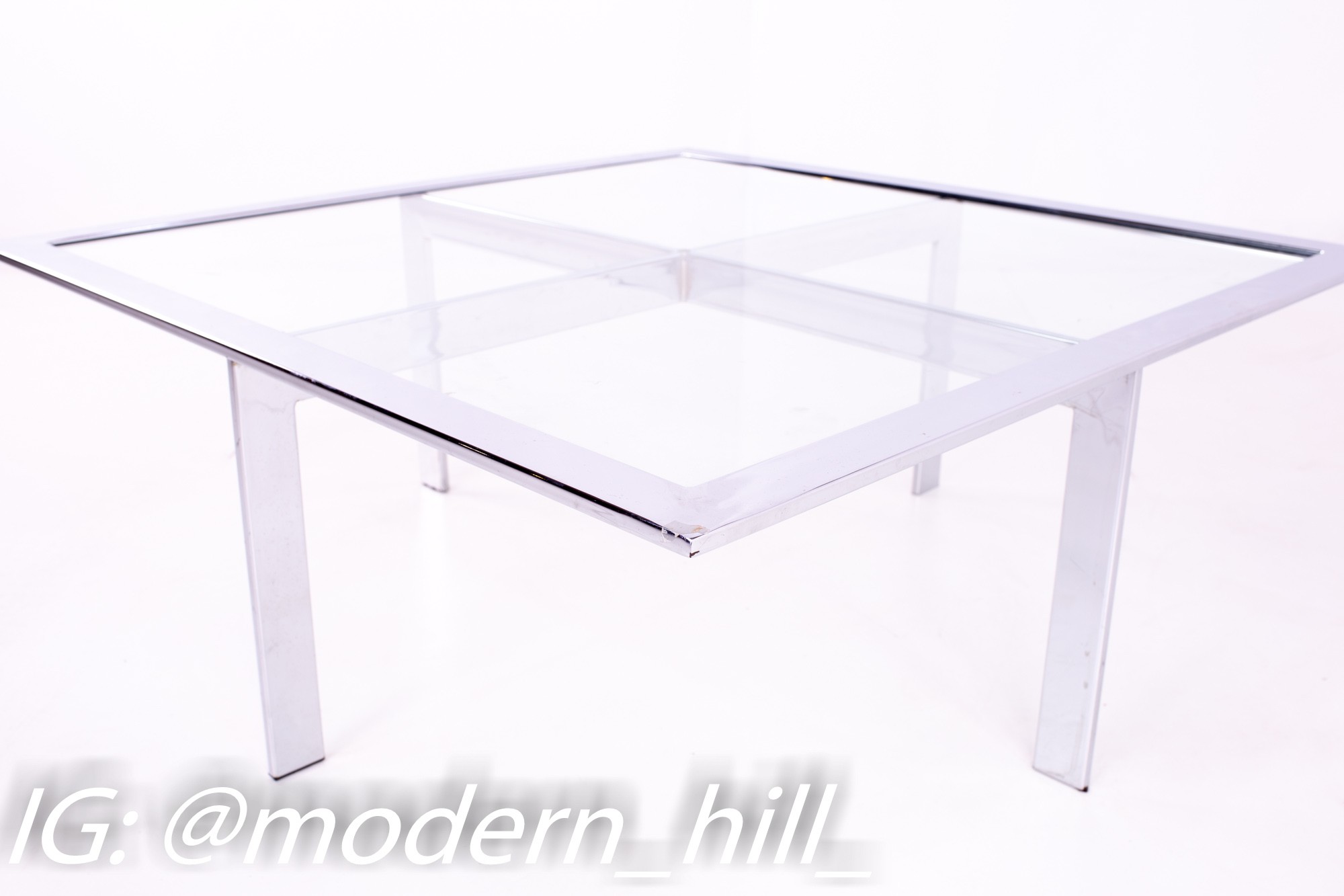 Mies Van Der Rohe Barcelona Style Mid Century Chrome and Glass Coffee Table