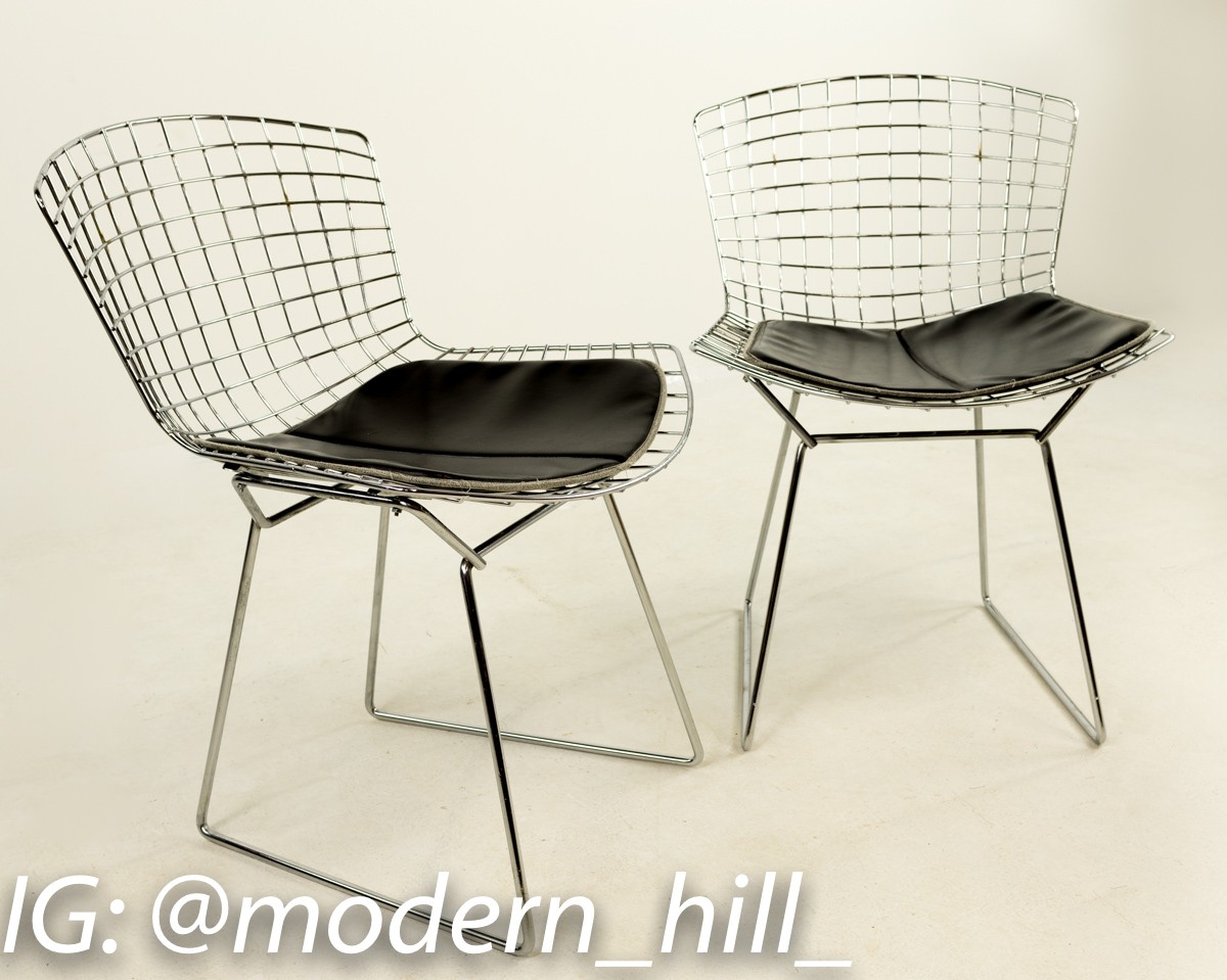 Bertoia Dining Chairs with Black Pads