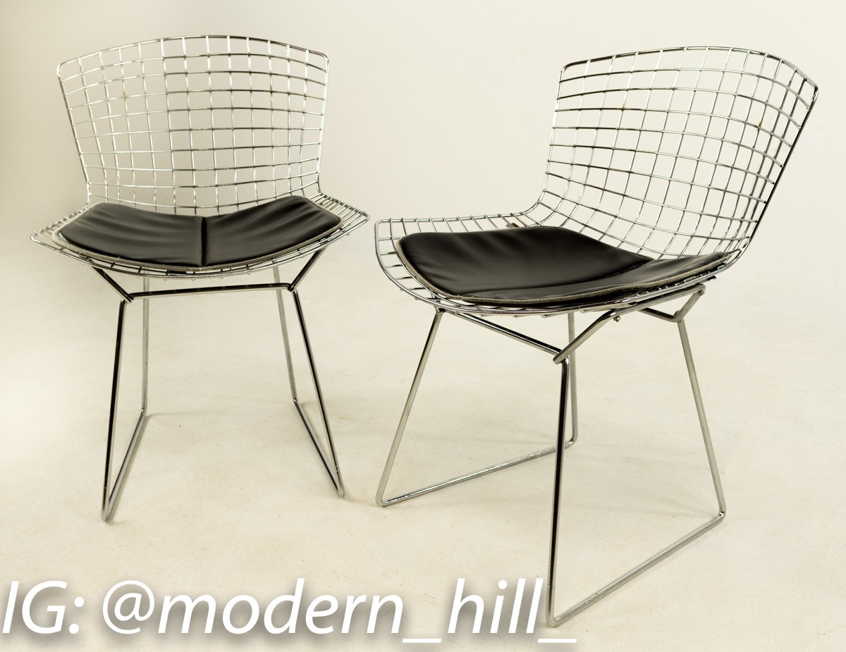 Bertoia Dining Chairs with Black Pads