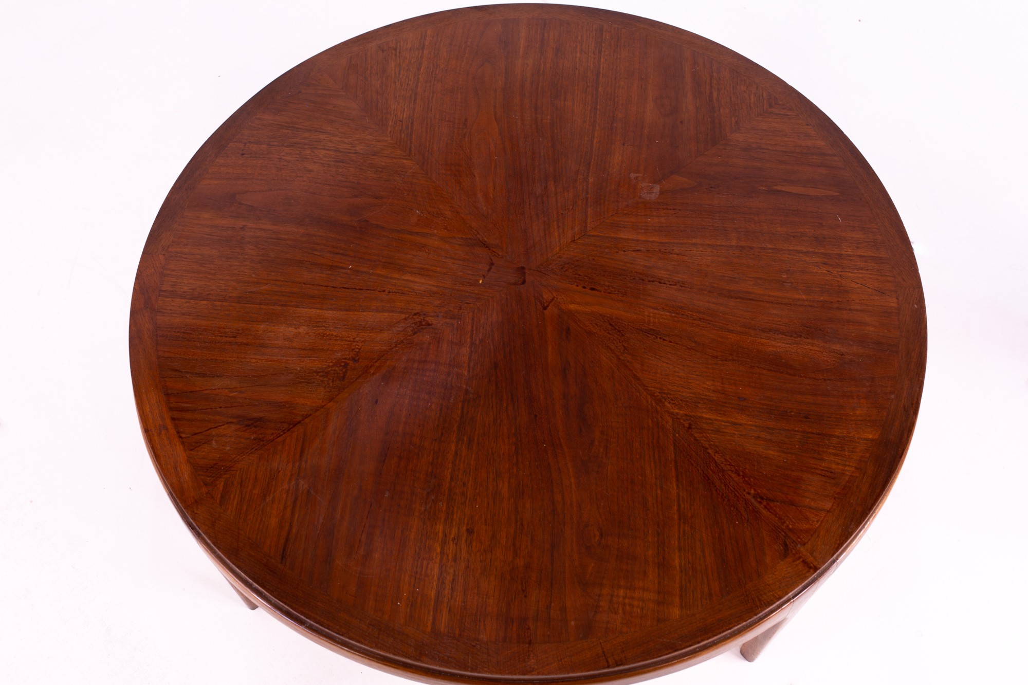 Restored Paul Mccobb Style Lane Rhythm Mid Century Round Walnut Coffee Table