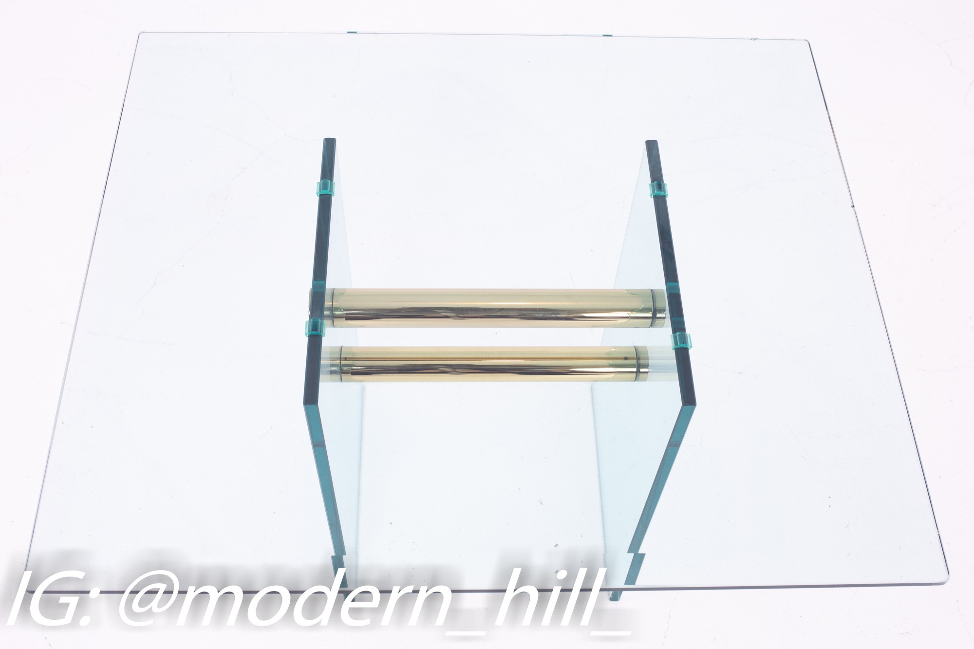 Pace Mid Century Brass and Glass Side End Tables - Pair