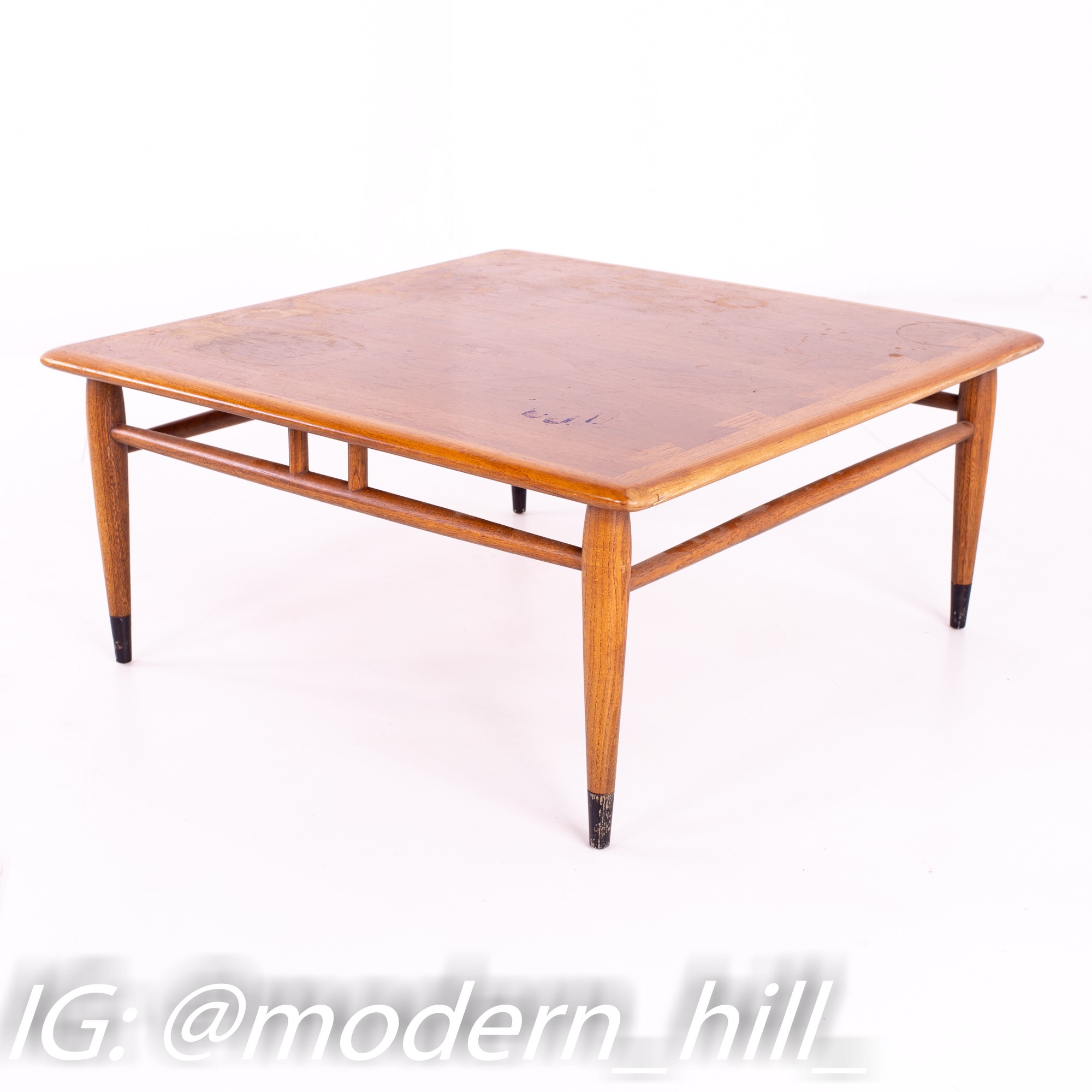 Andre Bus for Lane Acclaim Mid Century Square Walnut and Oak Dovetail Side End Coffee Table