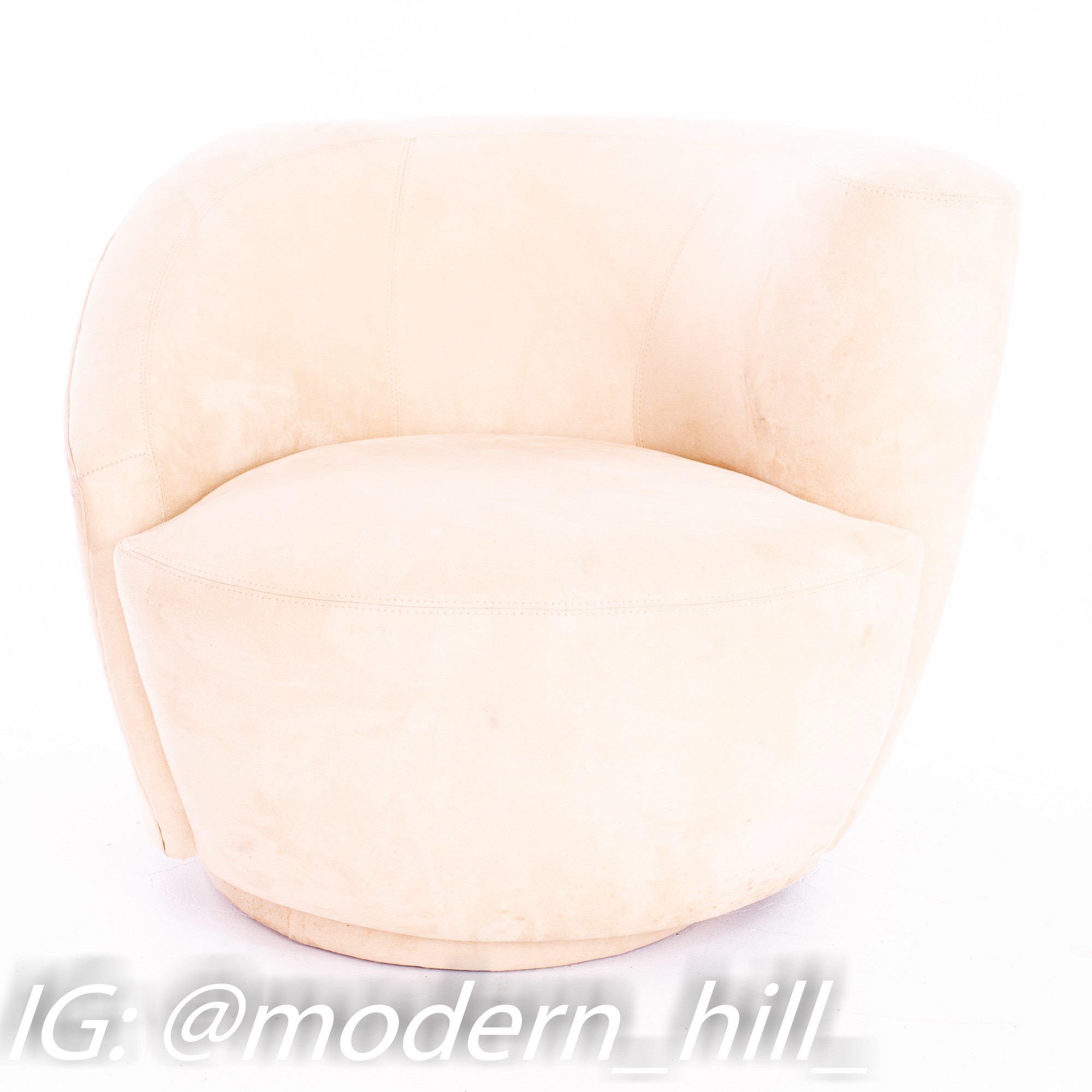 Vladimir Kagan Mid Century Nautilus Swivel Lounge Chairs - Pair