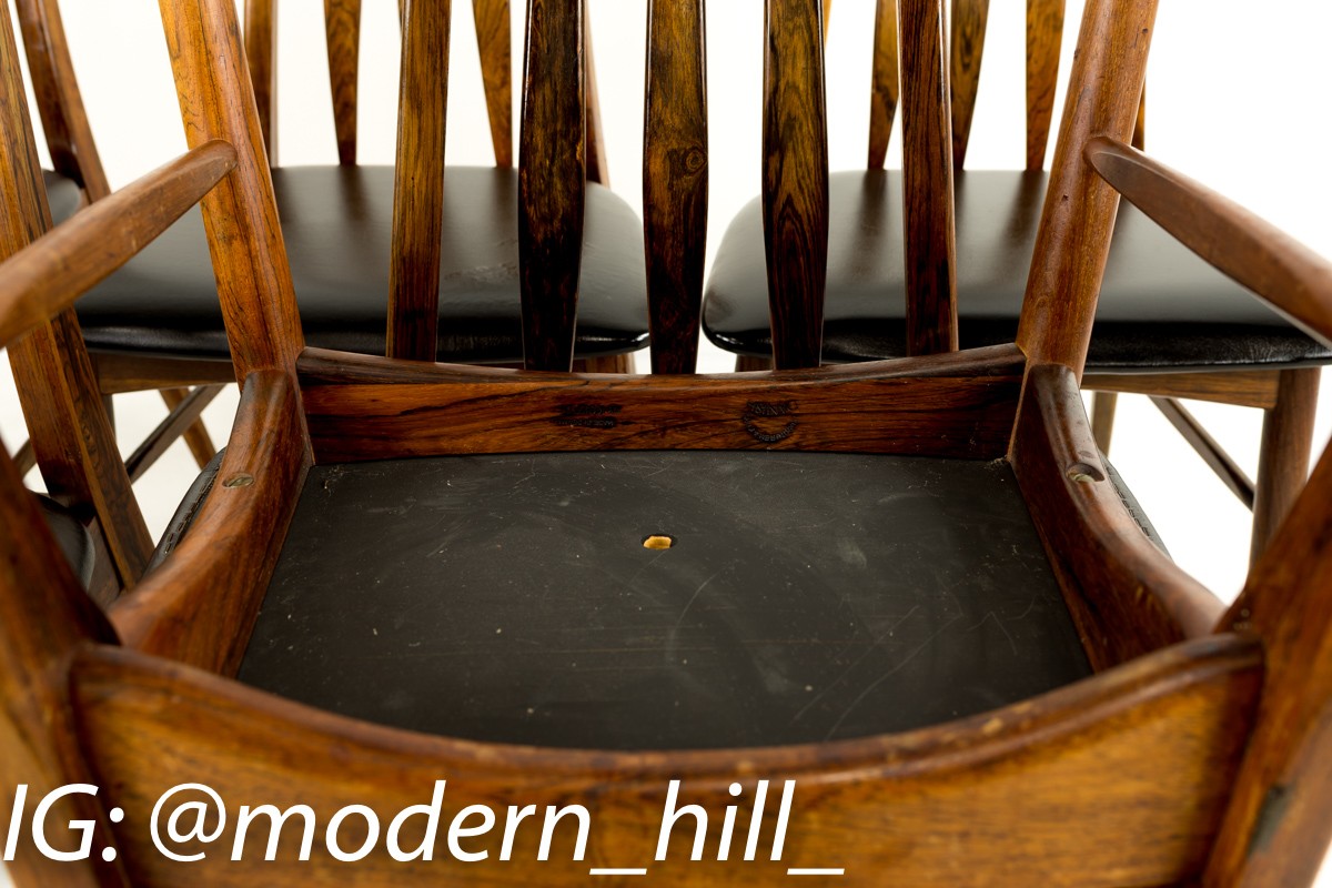 Niels Koefoeds Hornslet Rosewood Eva Dining Chairs Set of 6