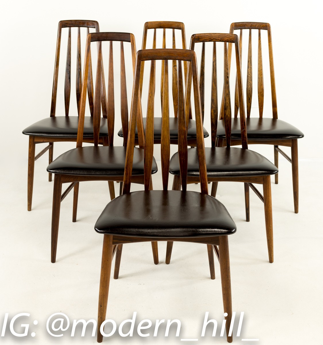 Niels Koefoeds Hornslet Rosewood Eva Dining Chairs Set of 6