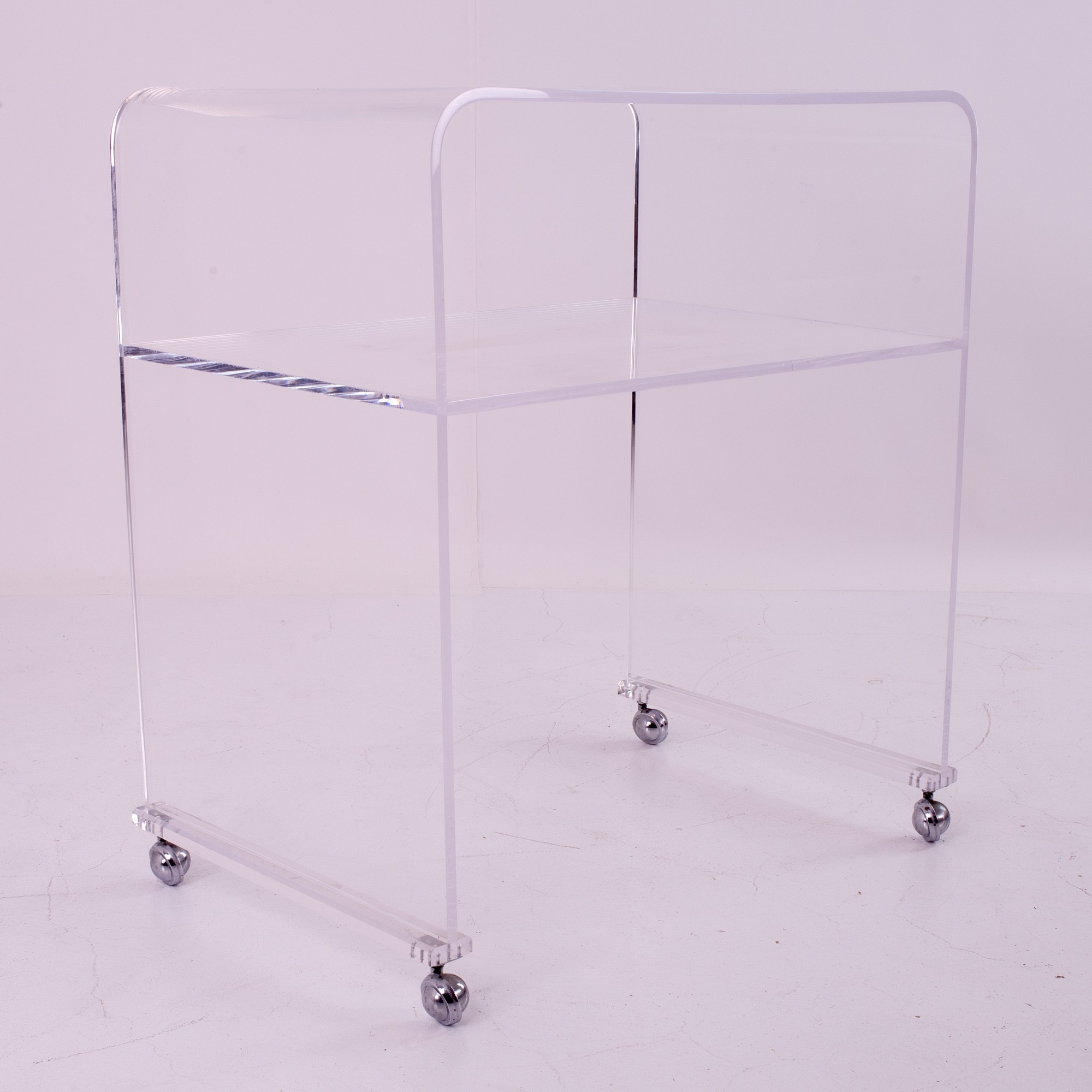 Mid Century Lucite Two Tier Bar Cart on Casters