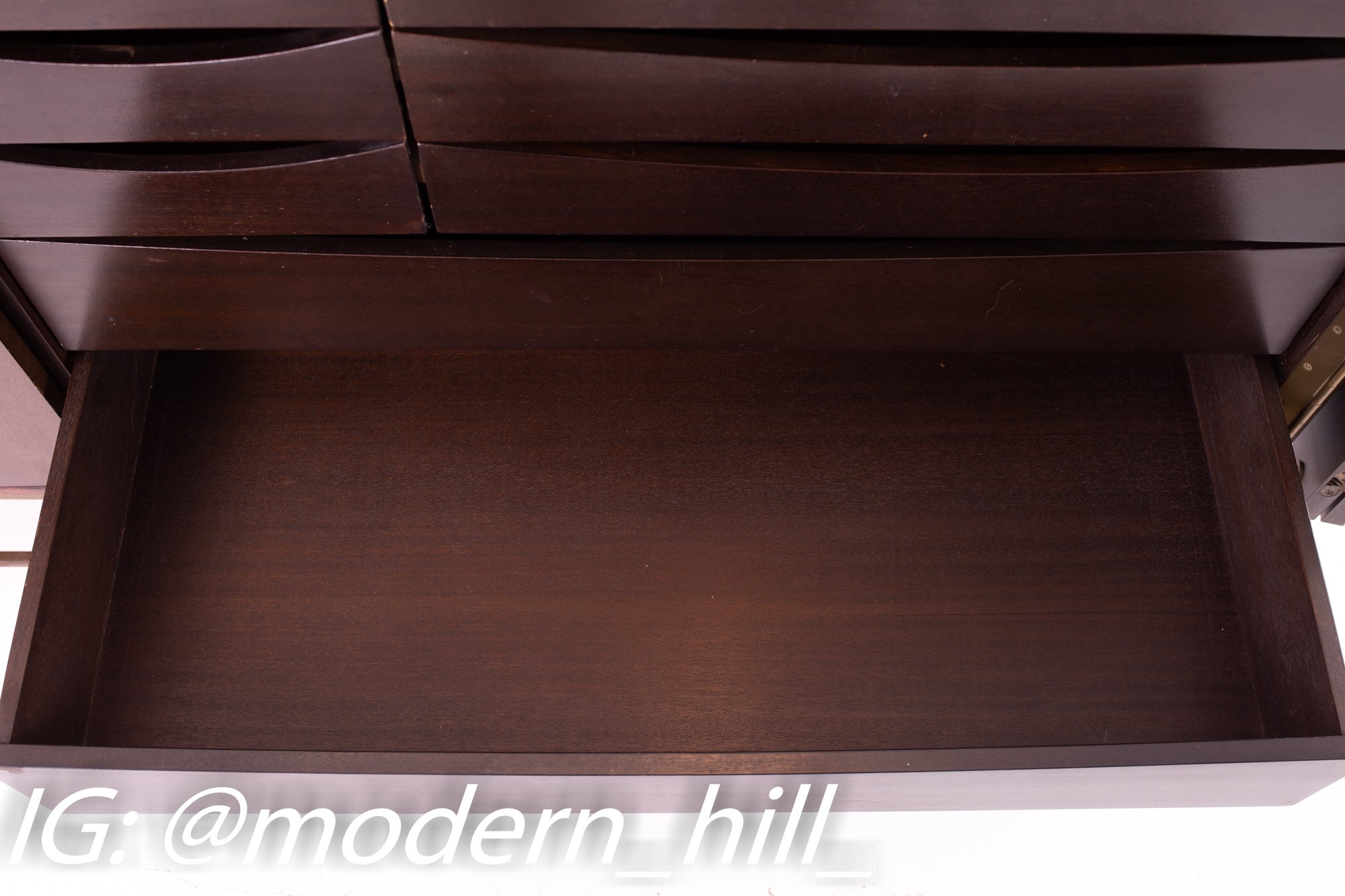 Paul Mccobb for Calvin Mid Century 16 Drawer Mahogany and Brass Sideboard Buffet Credenza
