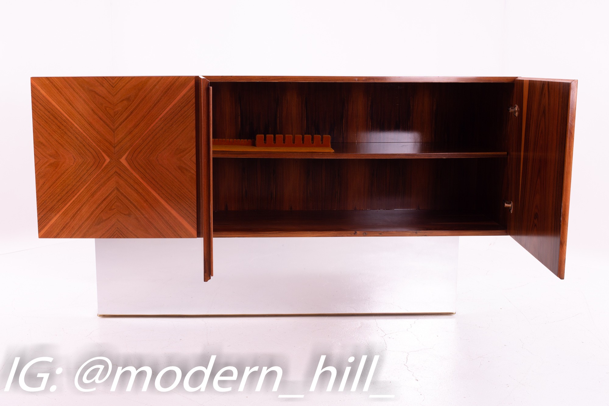 Milo Baughman for Thayer Coggin Mid Century Rosewood Floating Credenza with Chrome Plinth Base