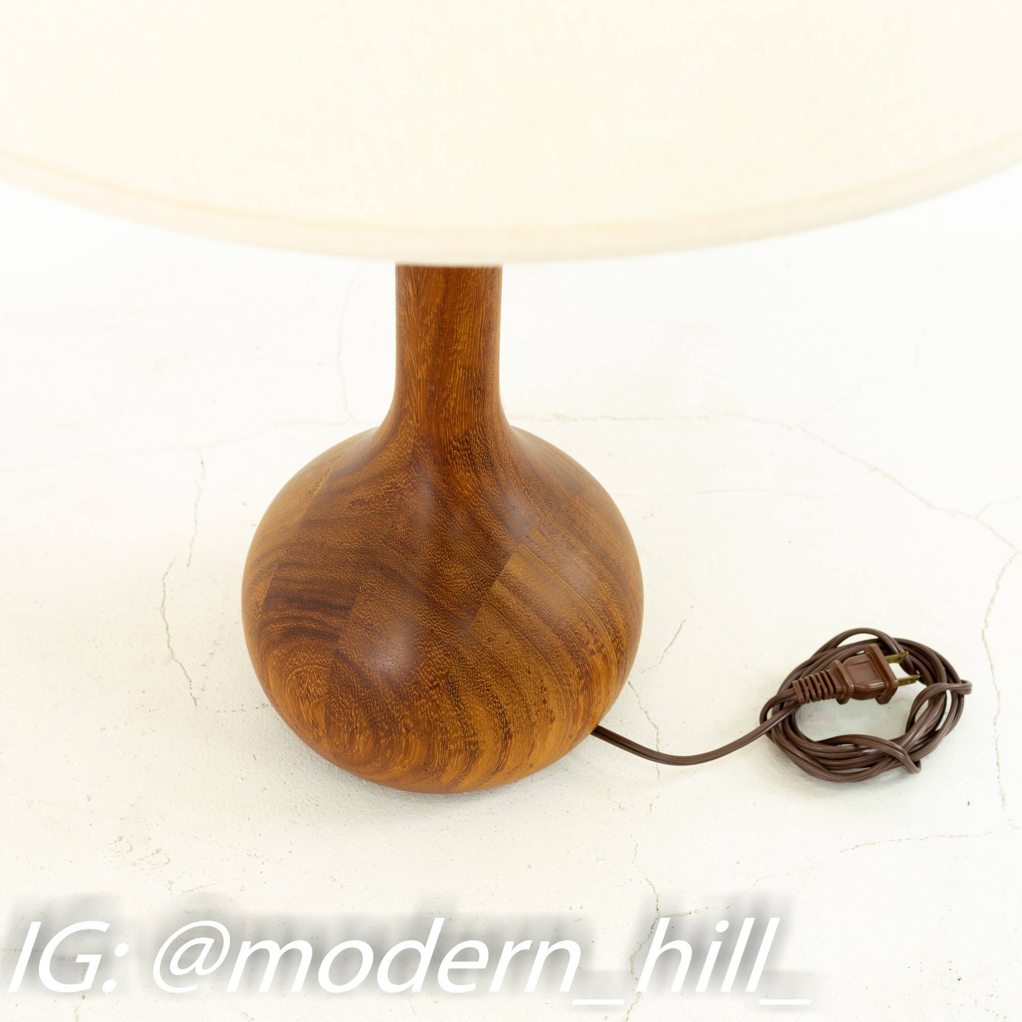 Danish Mid Century Teak Bulbous Table Lamp