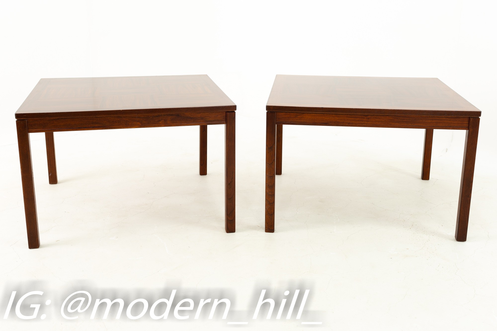 Heggen Mid Century Rosewood Square Side End Tables - Pair