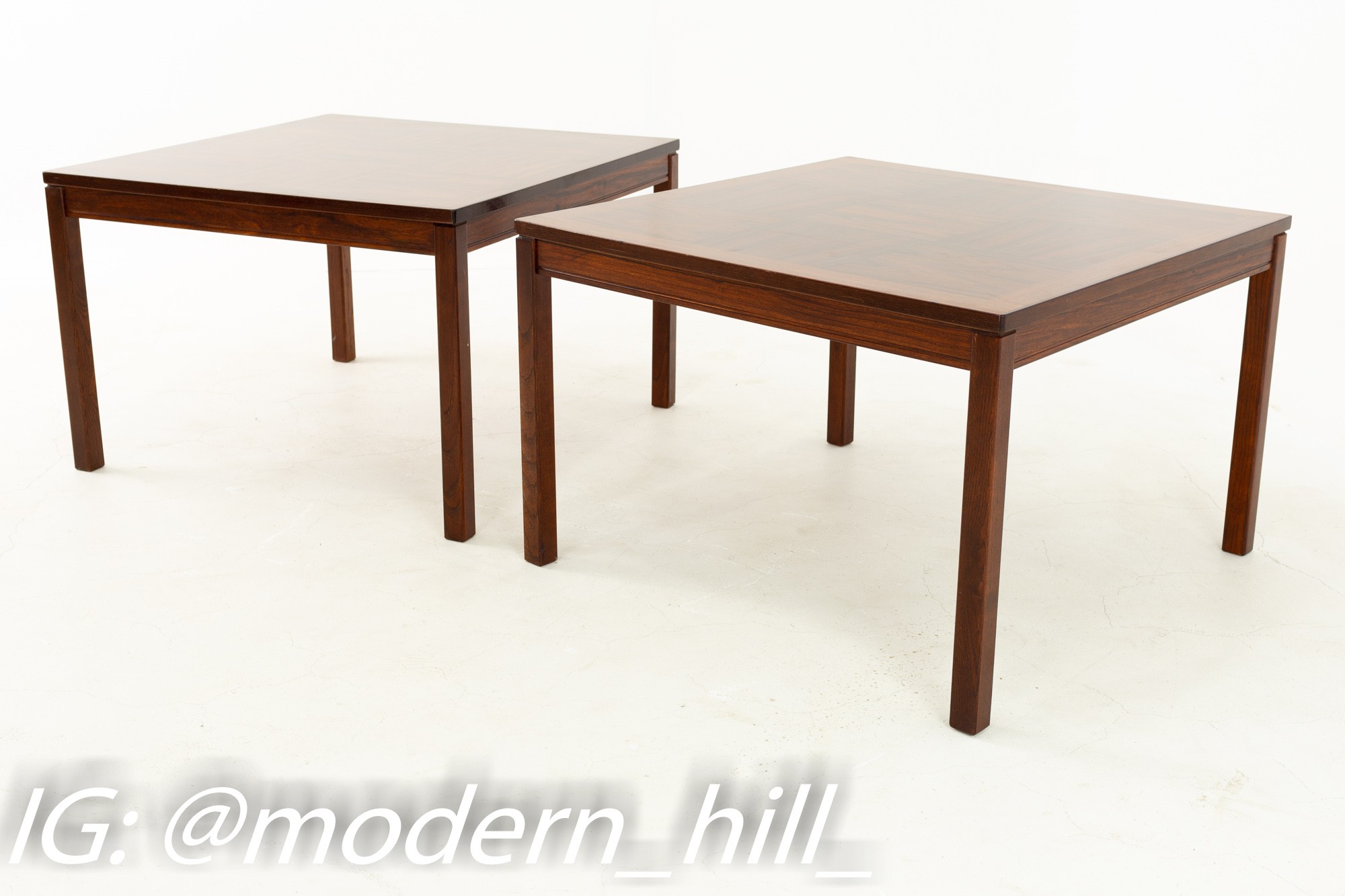 Heggen Mid Century Rosewood Square Side End Tables - Pair