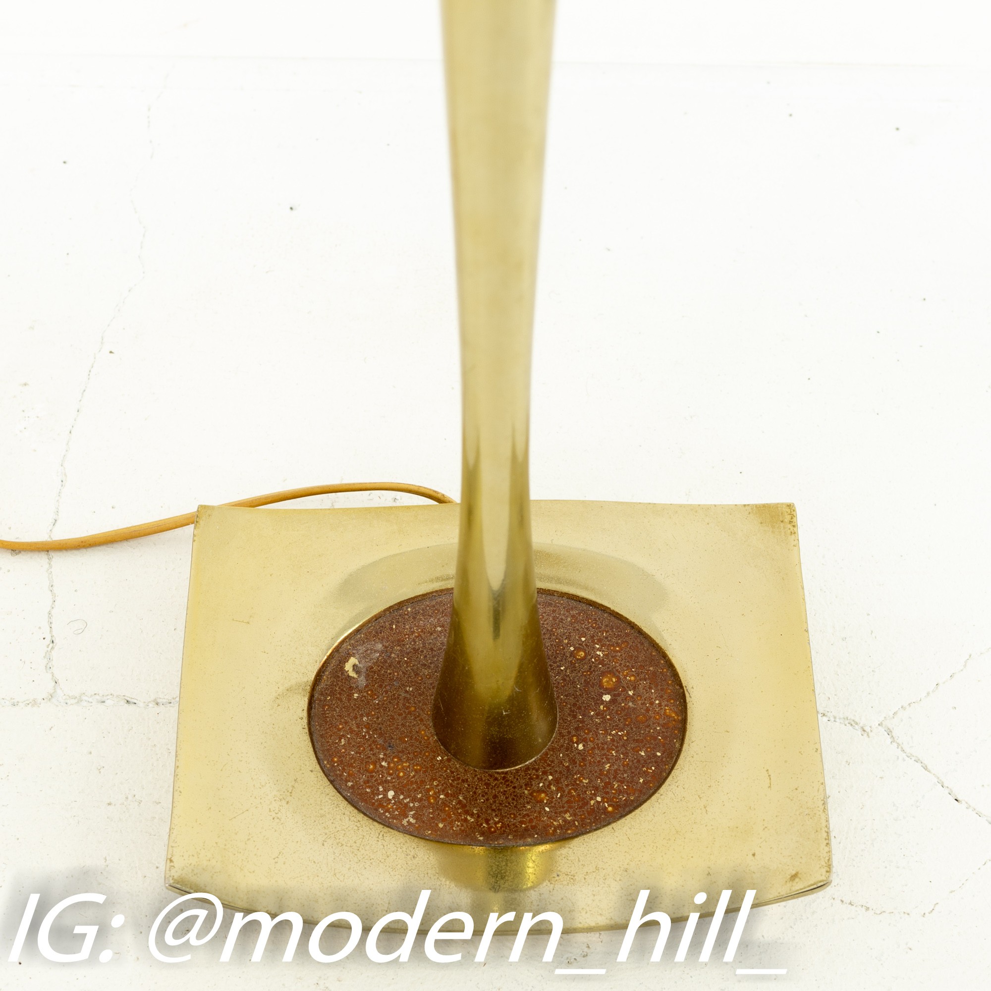 Mid Century Brass and Frosted Glass Desk Table Lamp