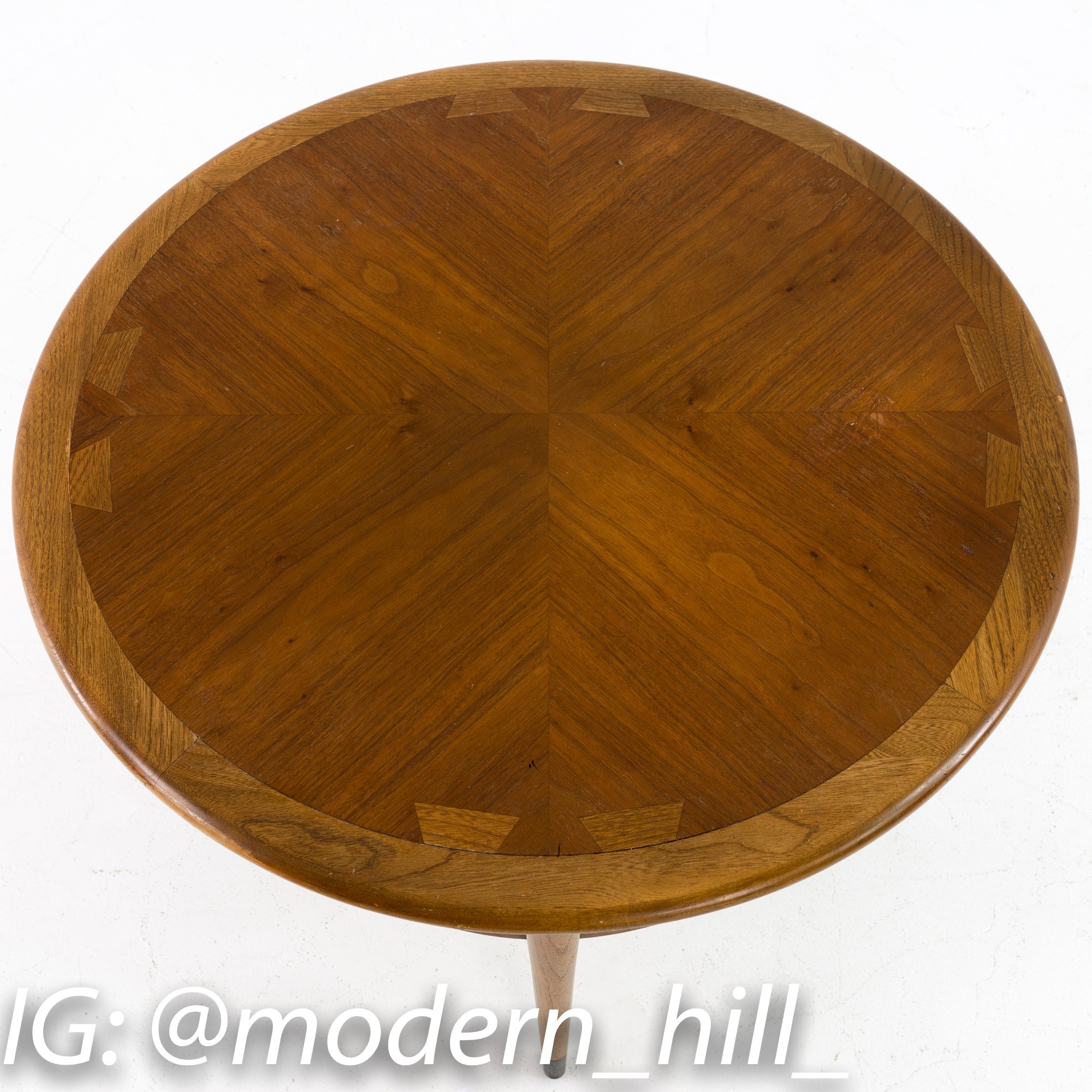 Andre Bus for Lane Acclaim Mid Century Walnut Dovetail Round Side End Table
