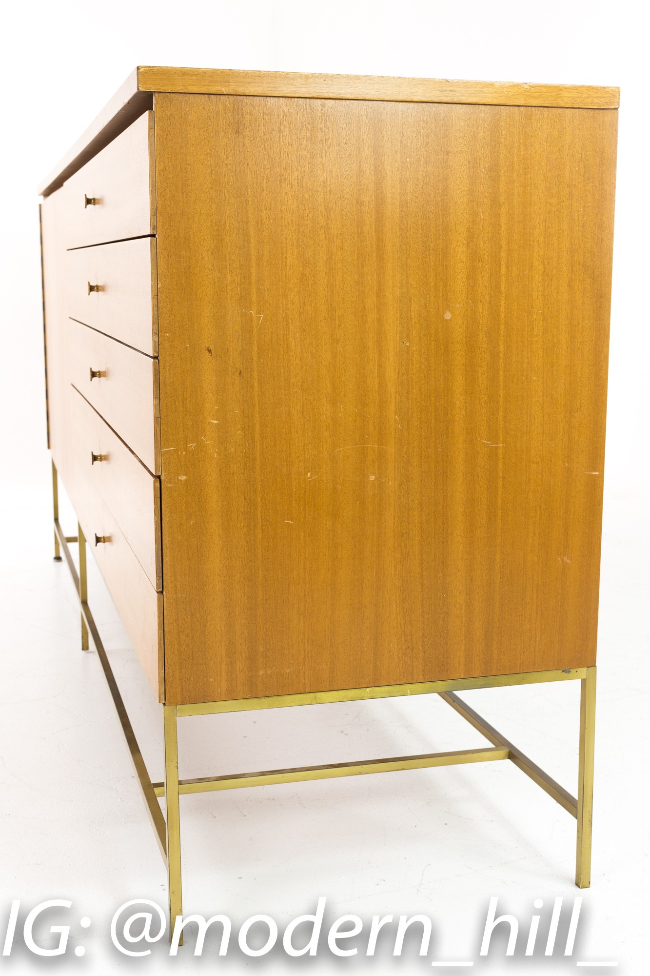 Paul Mccobb for Calvin Irwin Collection Mid Century Mahogany and Brass Buffet Sideboard Credenza