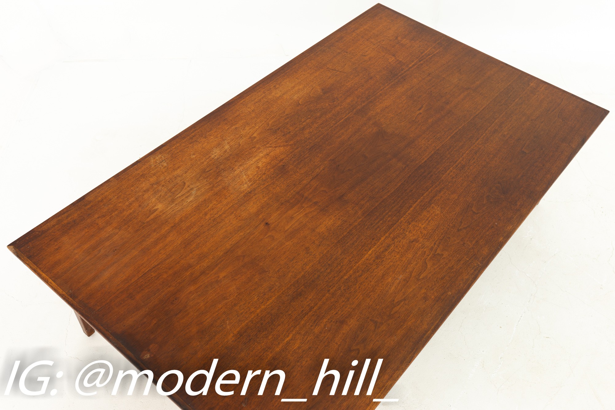 Wake House Mid Century Walnut and Rattan Shelf Coffee Table | Mid