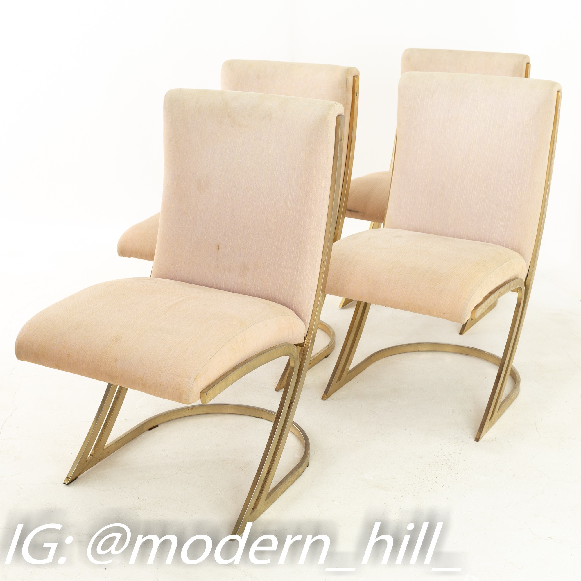 Dia Mid Century Brass Z Dining Chairs - Set of 4