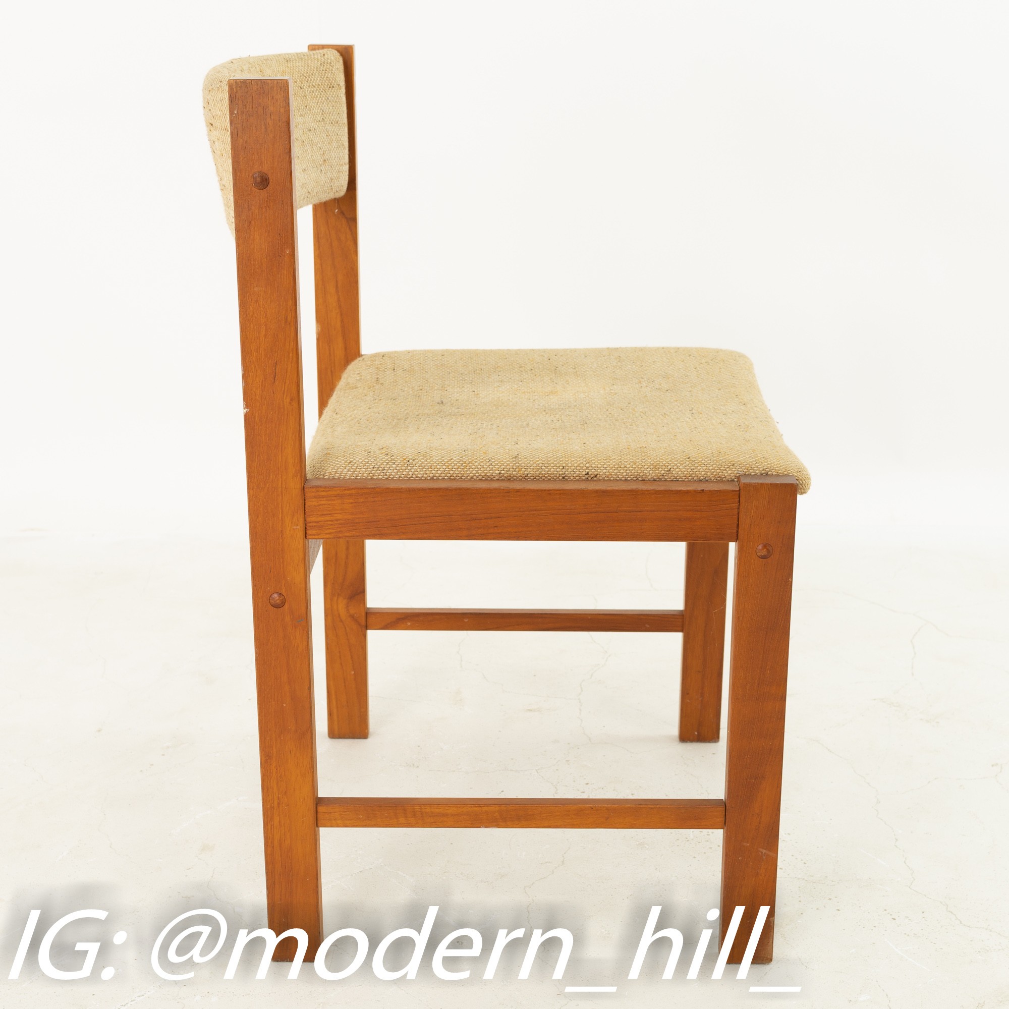 D-scan Mid Century Teak Upholstered Curved Back Dining Chairs - Set of 5