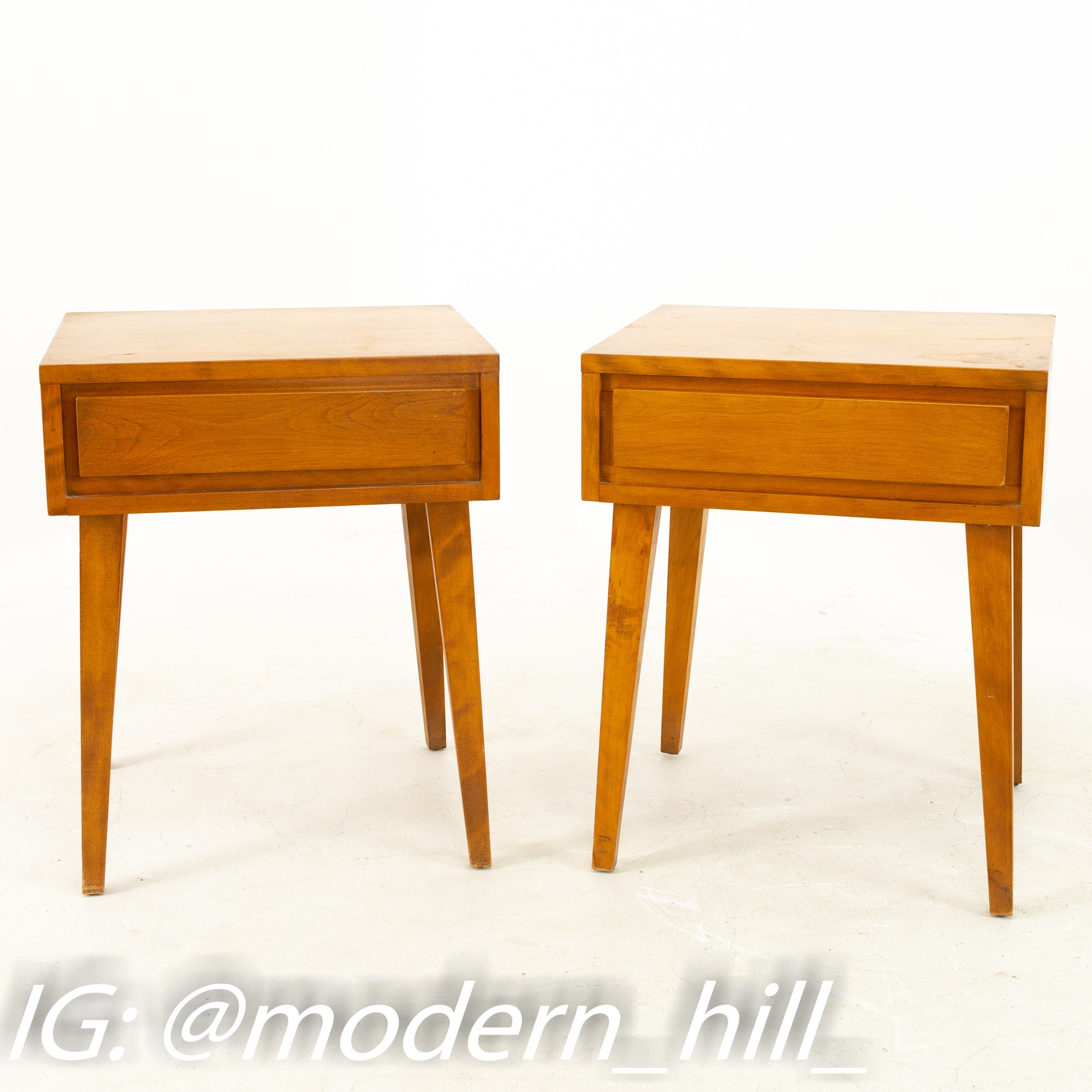 Russel Wright for Conant Ball Mid Century Blonde Nightstands - Pair