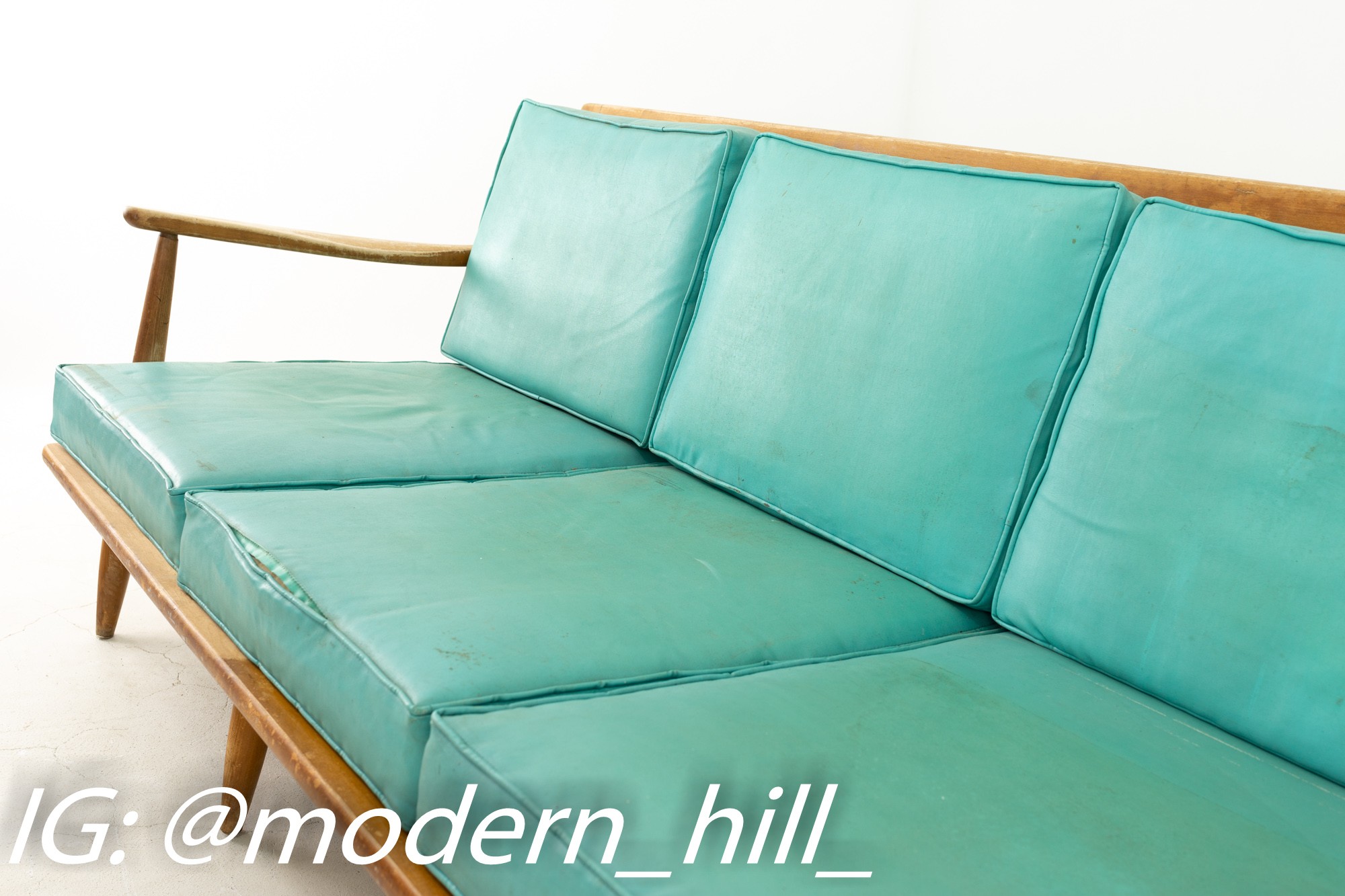Kofod Larsen Style Mid Century Teal 3 Seater Sofa