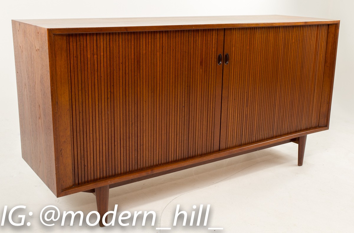 Images | Mid Century Modern Furniture - Mid Century Furniture Chicago Arne Hovmand-olsen for Selig Mid Century Teak Tambour Door Sideboard Credenza