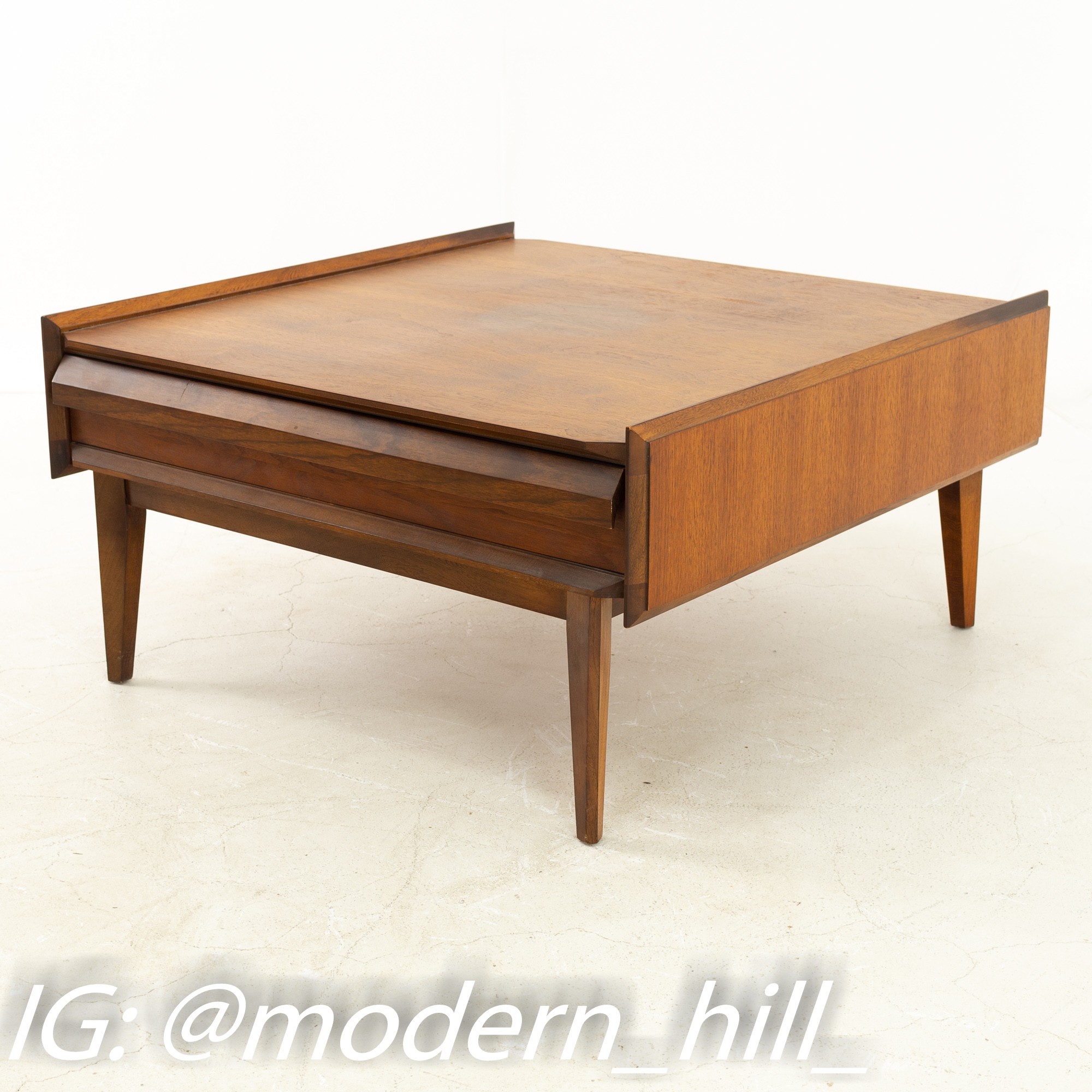 Lane First 1st Edition Mid Century Walnut Square Coffee Table