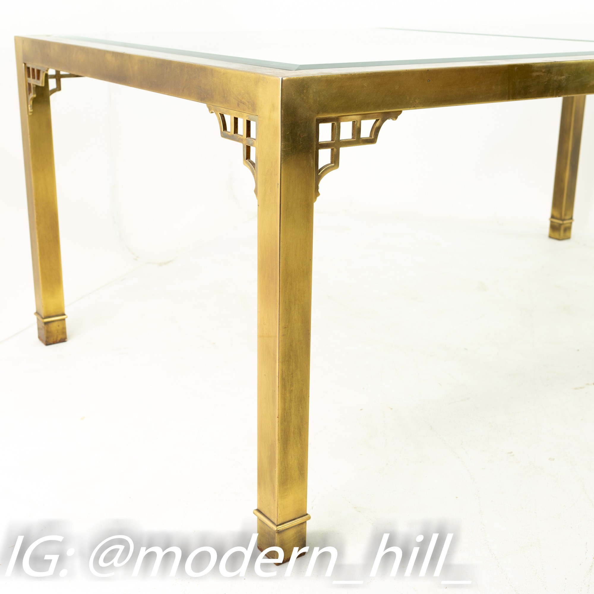 Mastercraft Mid Century Solid Brass and Glass Expanding Dining Table