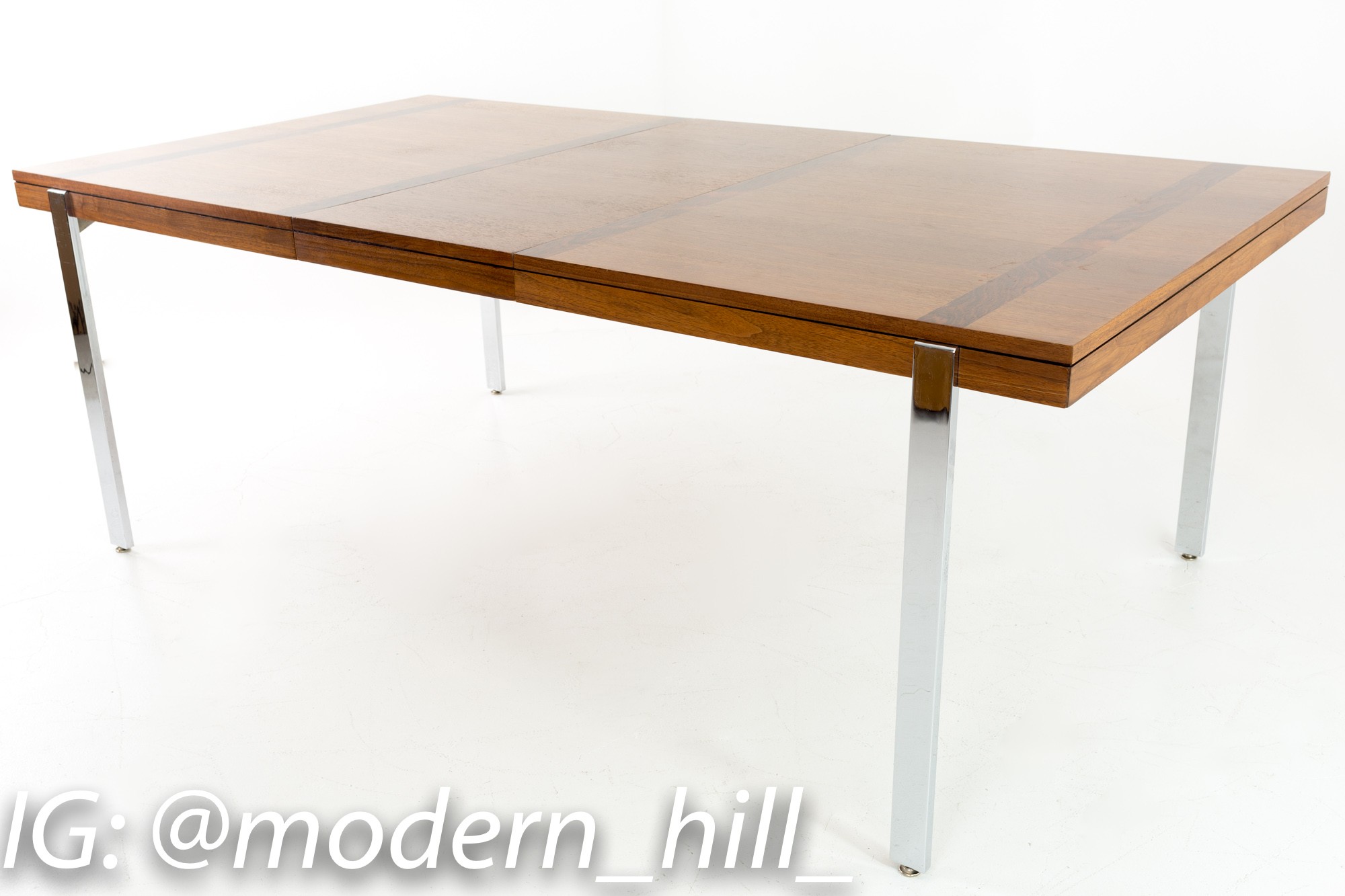 Milo Baughman Style Lane Rosewood and Chrome Mid Century Dining Table