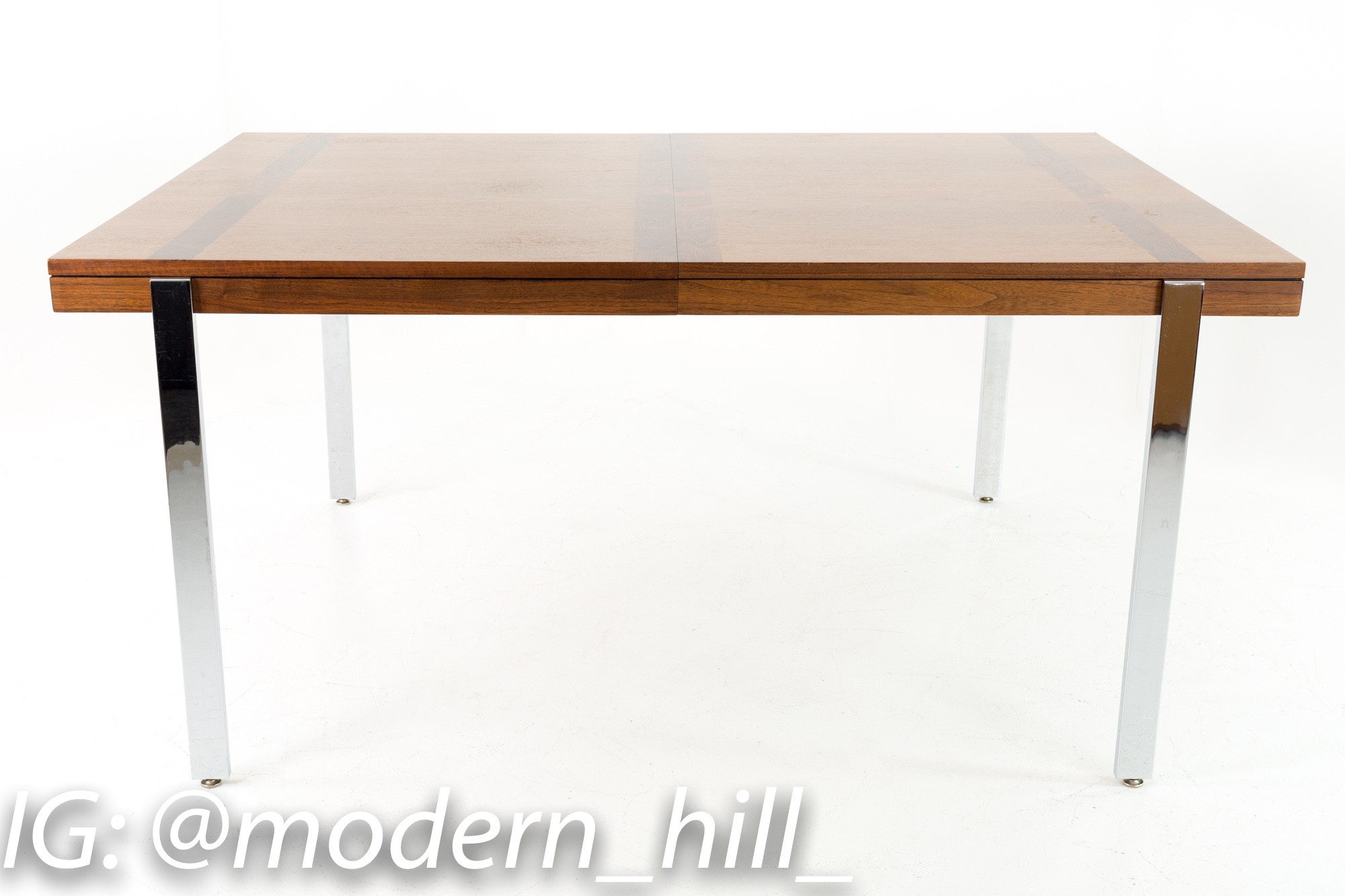 Milo Baughman Style Lane Rosewood and Chrome Mid Century Dining Table
