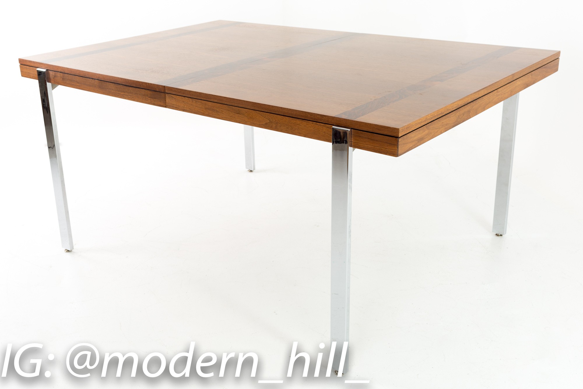 Milo Baughman Style Lane Rosewood and Chrome Mid Century Dining Table