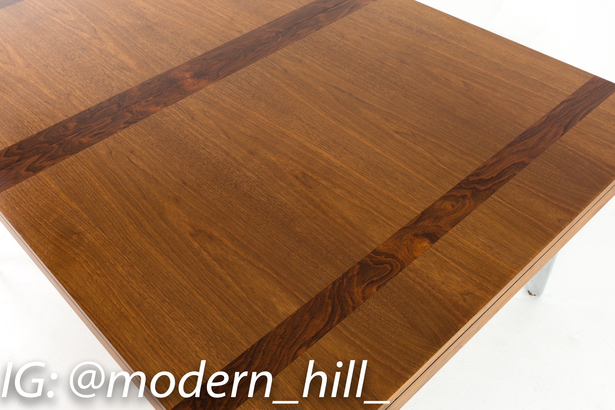 Milo Baughman Style Lane Rosewood and Chrome Mid Century Dining Table