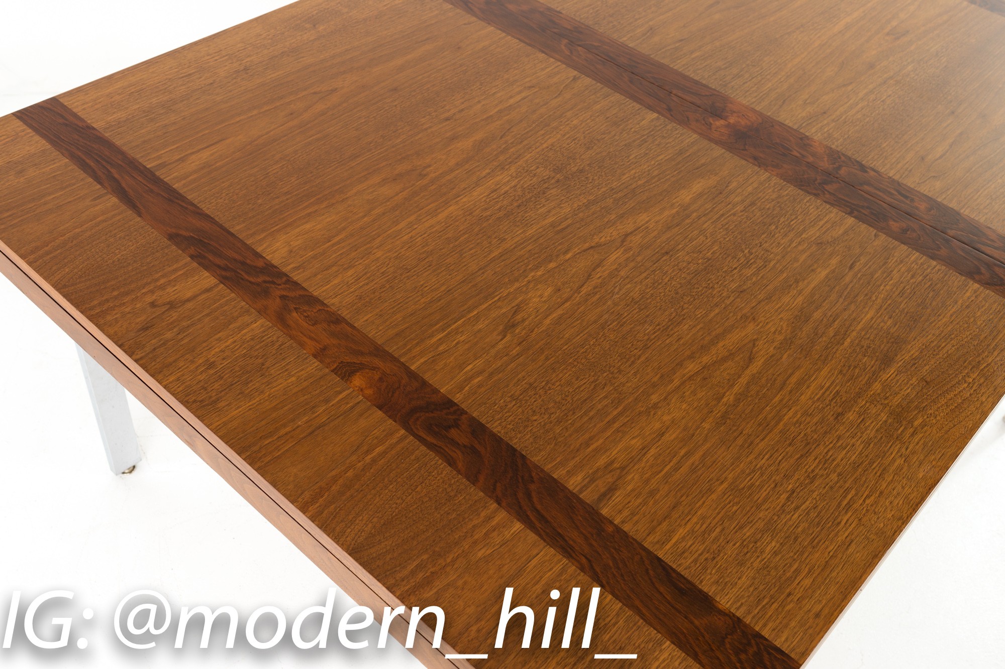Milo Baughman Style Lane Rosewood and Chrome Mid Century Dining Table