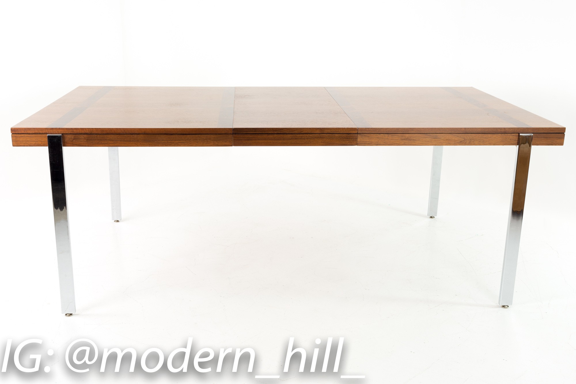Milo Baughman Style Lane Rosewood and Chrome Mid Century Dining Table