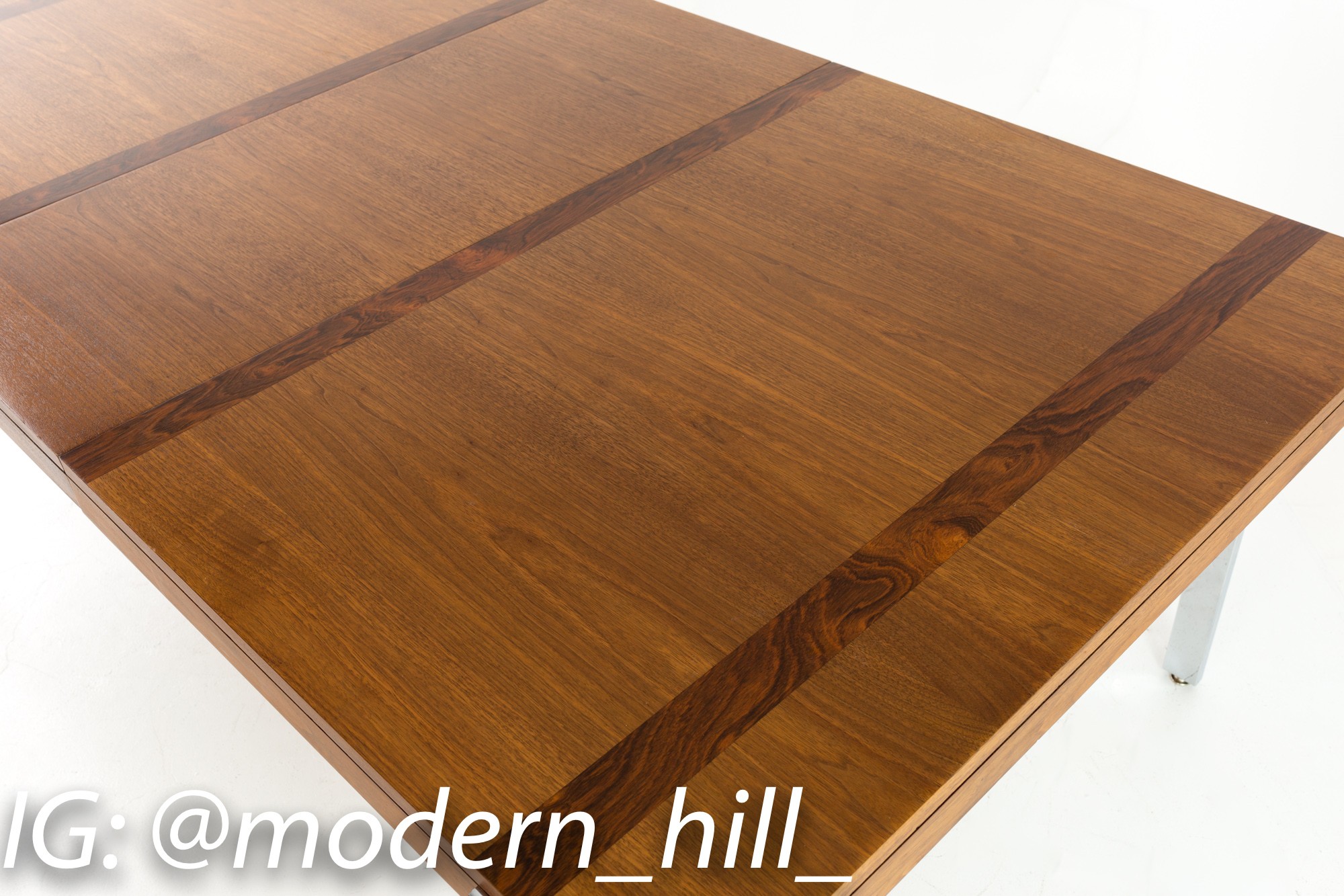 Milo Baughman Style Lane Rosewood and Chrome Mid Century Dining Table