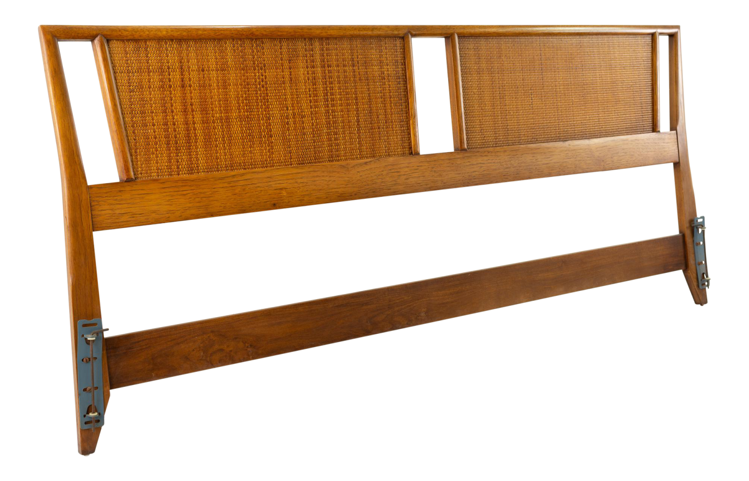 Maurice Mandle and Company Mid Century Wood and Rattan King Headboard