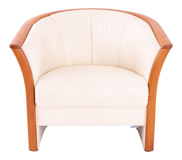 Ekornes Mid Century Teak and White Leather Lounge Chair Modern Hill