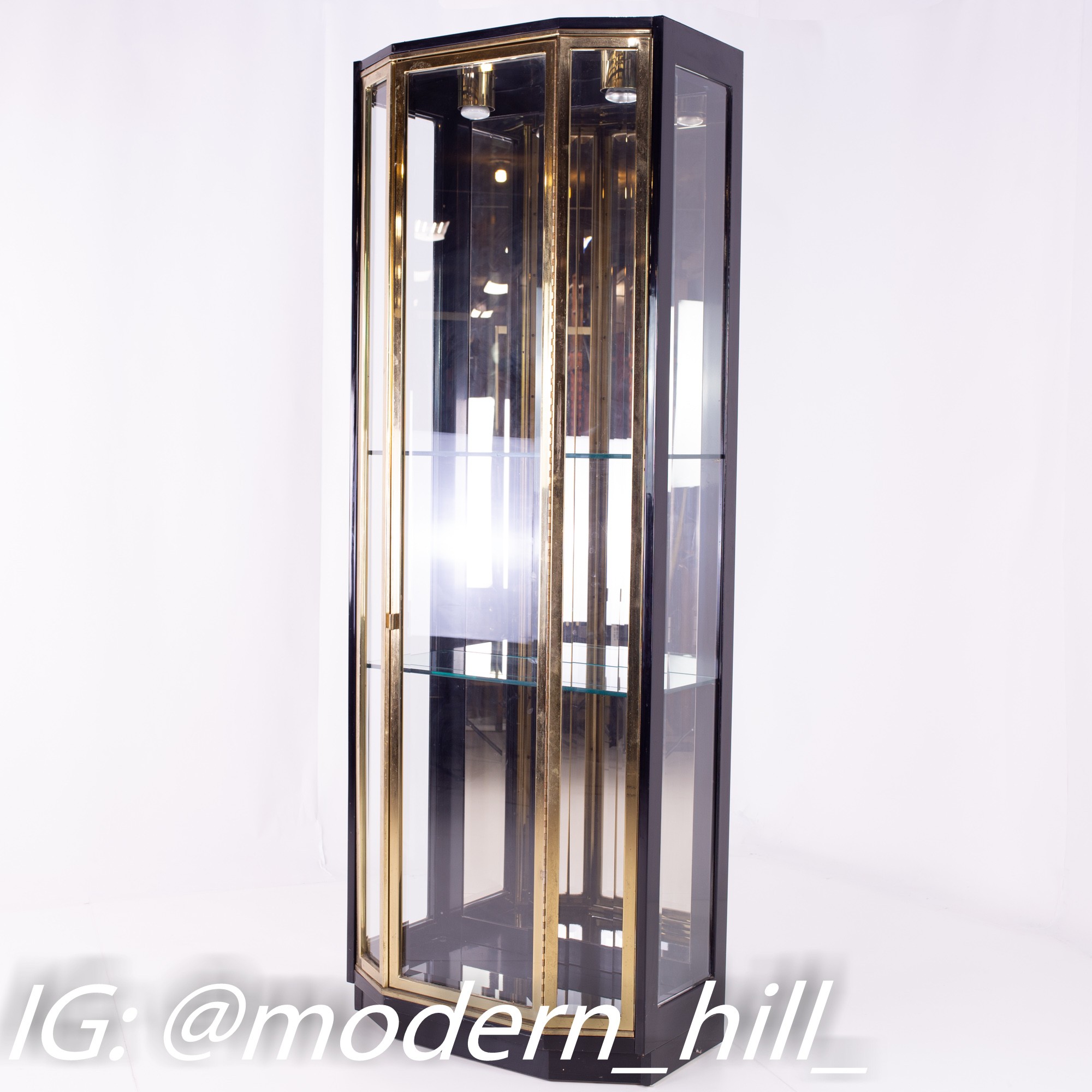 Copy of Henredon Black & Brass Mid Century Display Cabinets