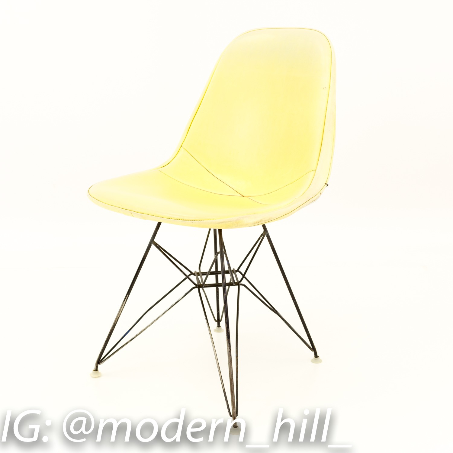 Early Charles and Ray Eames for Herman Miller Eiffel Base Wire Dining or Desk Chair with Yellow Pad