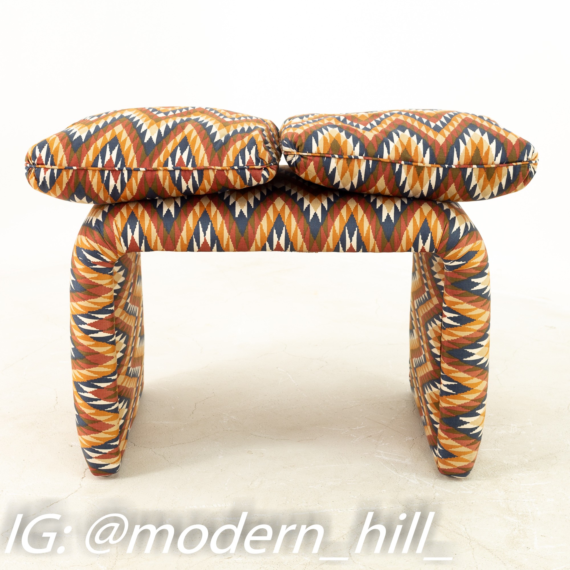 Mid Century Upholstered Waterfall Bench