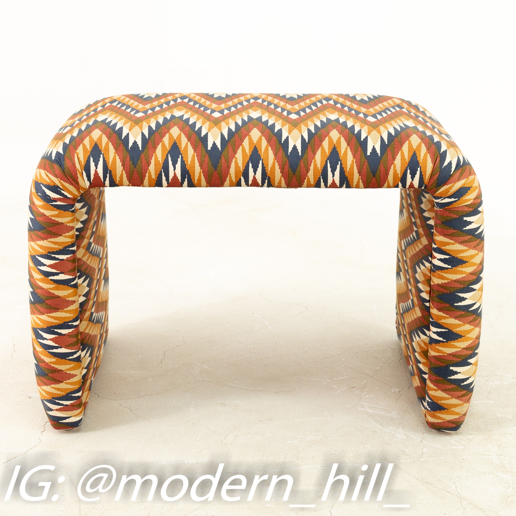Mid Century Upholstered Waterfall Bench
