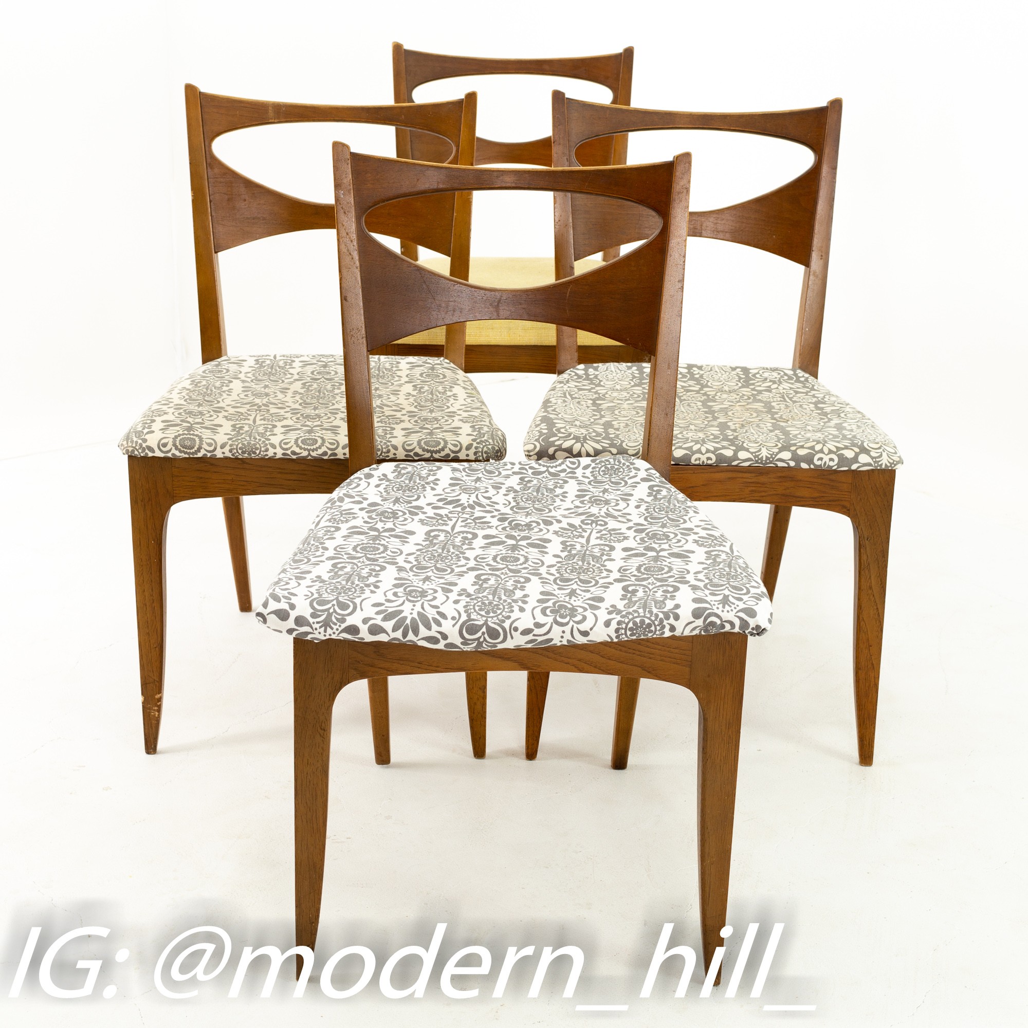 John Van Koert for Drexel Profile Mid Century Walnut Dining Chairs - Set of 4