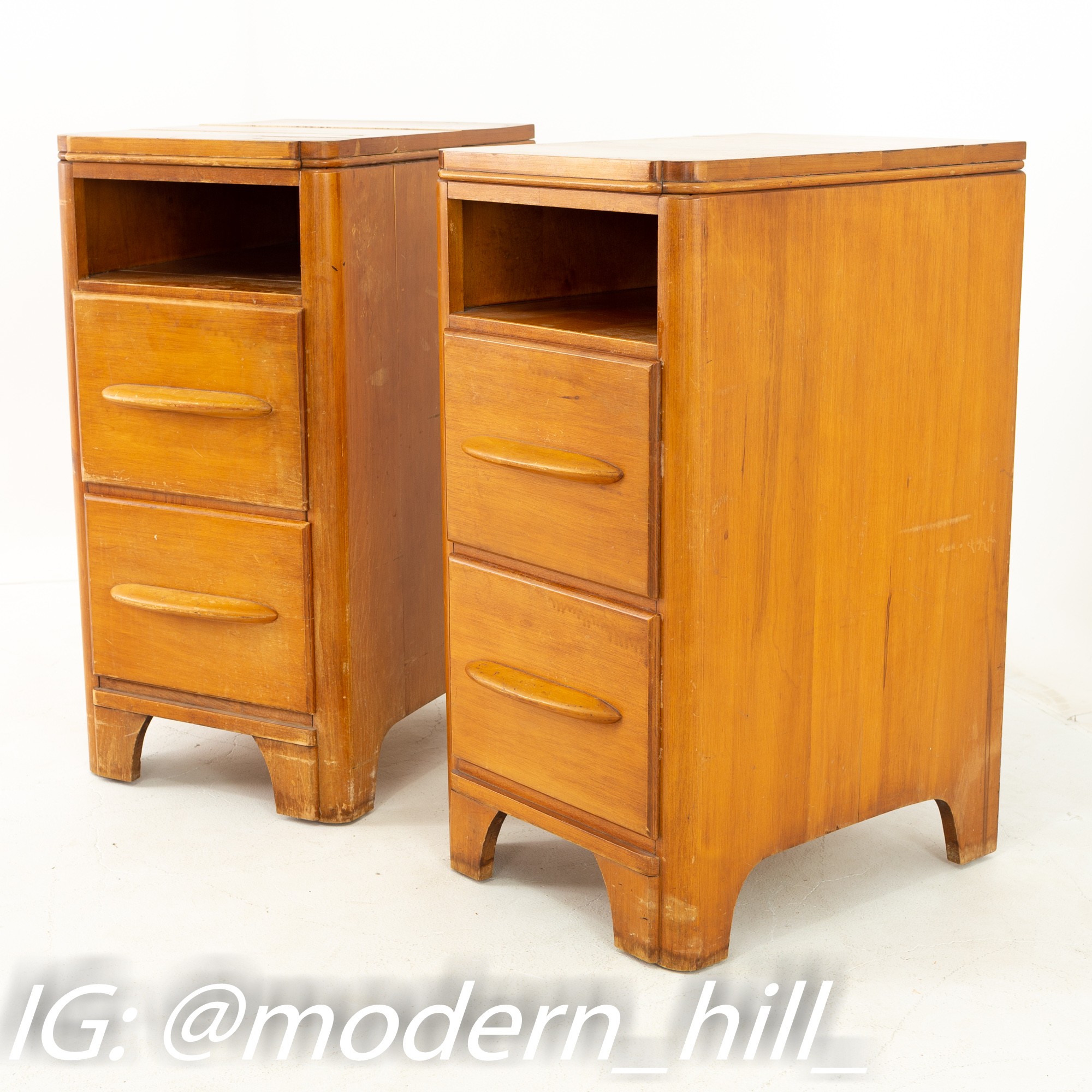 Crawford Furniture Mid Century Blonde Nightstands - Pair