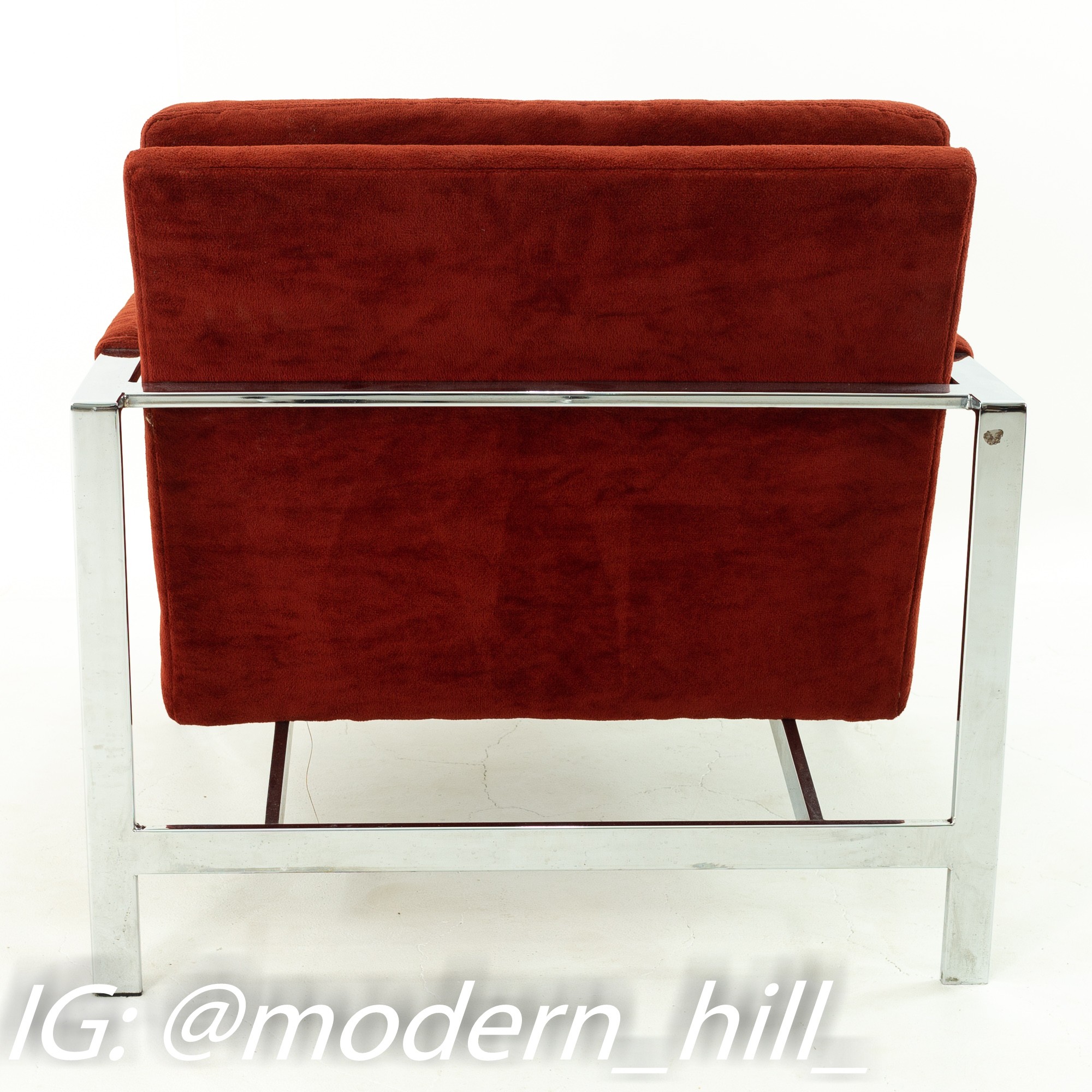 Patrician Furniture Company Milo Baughman Style Mid Century Chrome Lounge Chairs - Pair