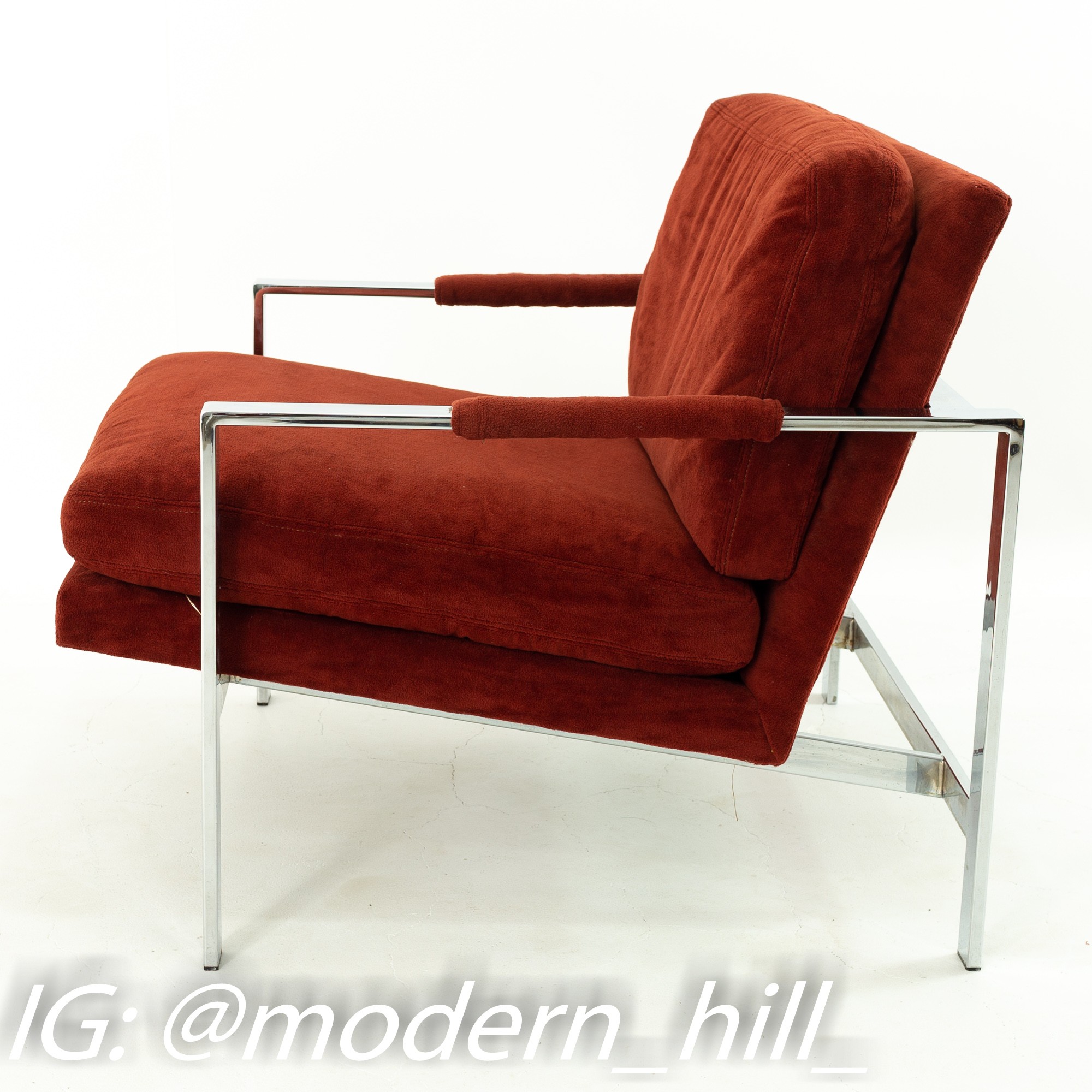 Patrician Furniture Company Milo Baughman Style Mid Century Chrome Lounge Chair
